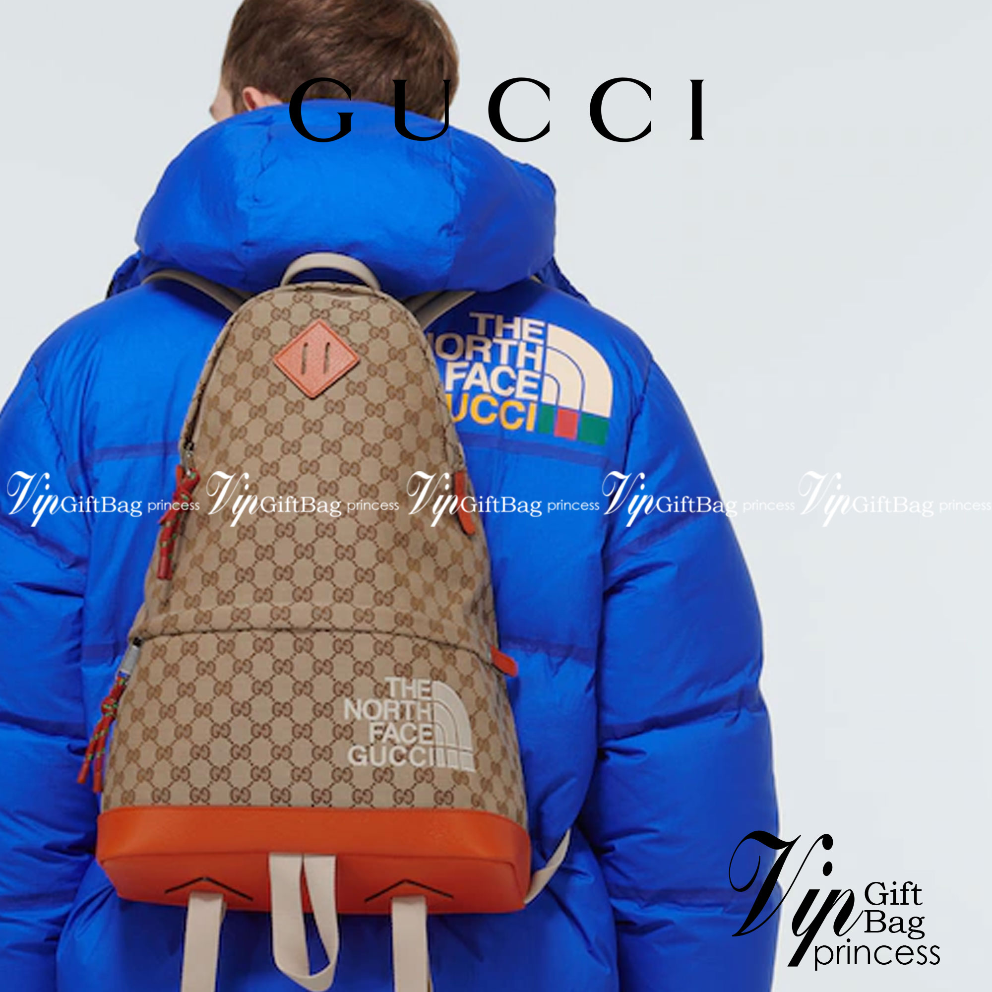 หนังแท้ The North Face x Gucci backpack พร้อมส่งที่ไทย