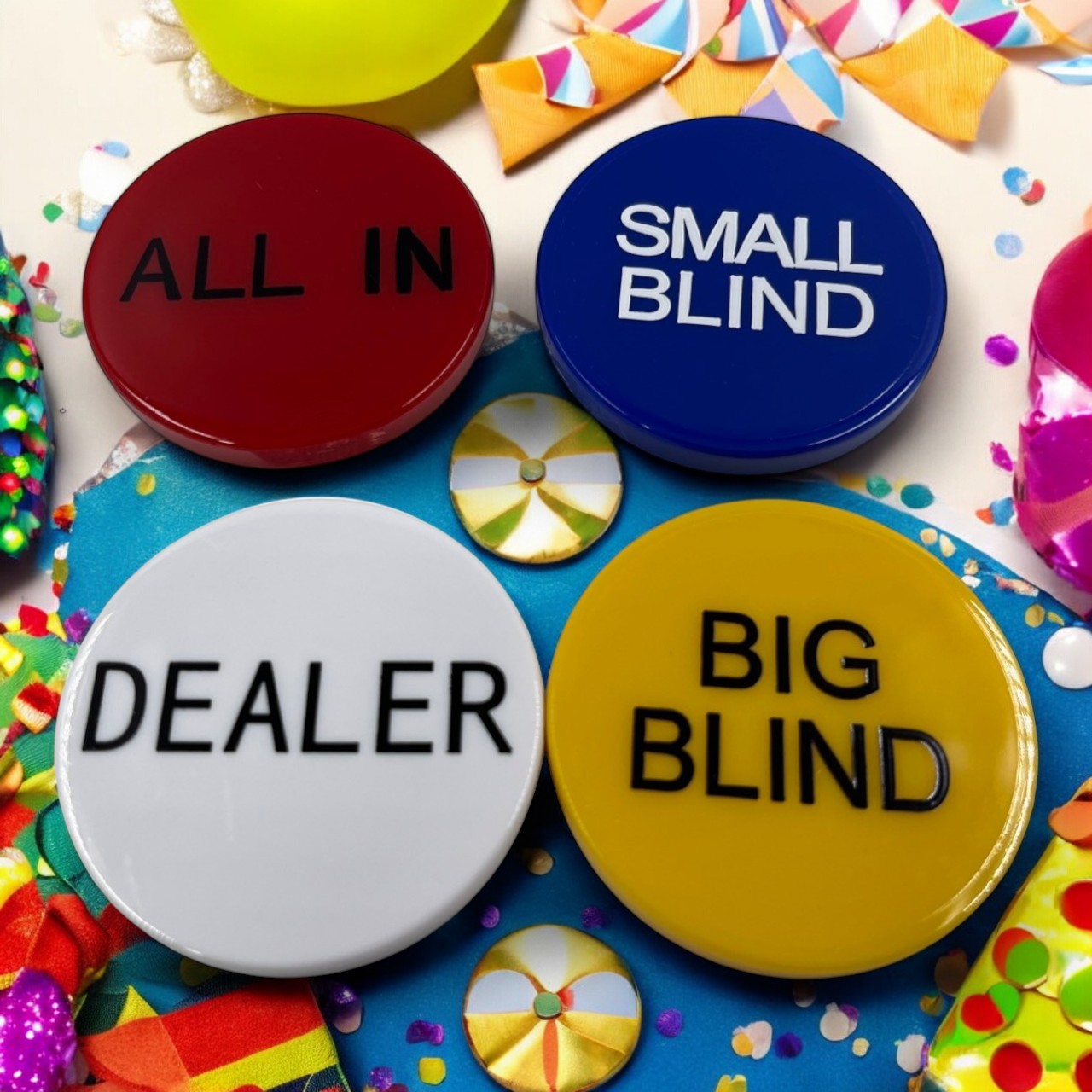 เหรียญดีลเลอร์ บิ๊กบาย สมอลบาย หนา 6 มิล เส้นผ่าศูนย์กลาง5 cm. (Dealer, Big blind, Small Blind)