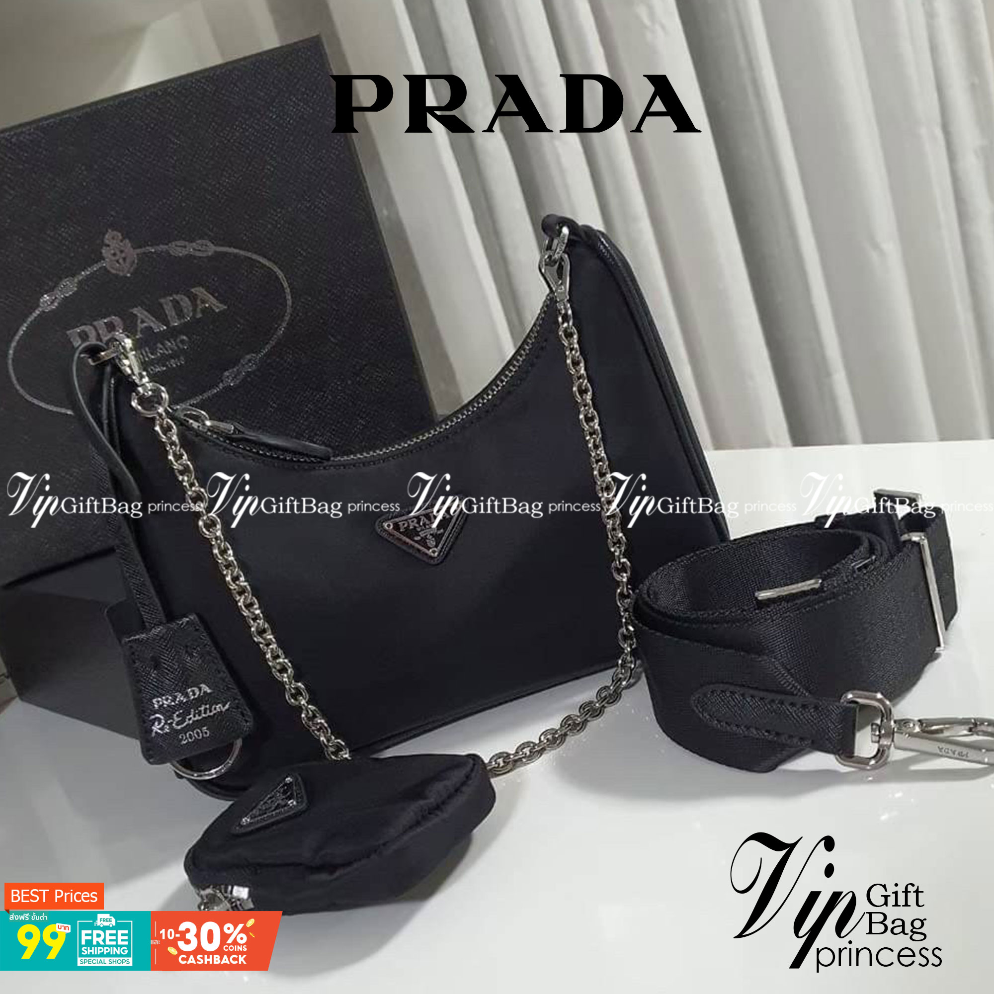 BEST SELLER!! **กำลังมาแรงมากค่ะ กับแบรนด์ PRADA ใบเดียวคุ้มมากค่ะ อุปกรณ์ ครบชุด **ซื้อ1ได้ถึง3ไอเท็ม ทั้งสายยาว และกระเป๋าใส่เหรียญ และป้ายแท็คหนัง อย่างดี **อะไหล่ปั้มแบรนด์แท้ทุกจุด วัสดุทำจากผ้า Nylon อย่างดี กันน้ำได้ อยู่ทรงสวย สามารถใส่กระเป๋าตังค