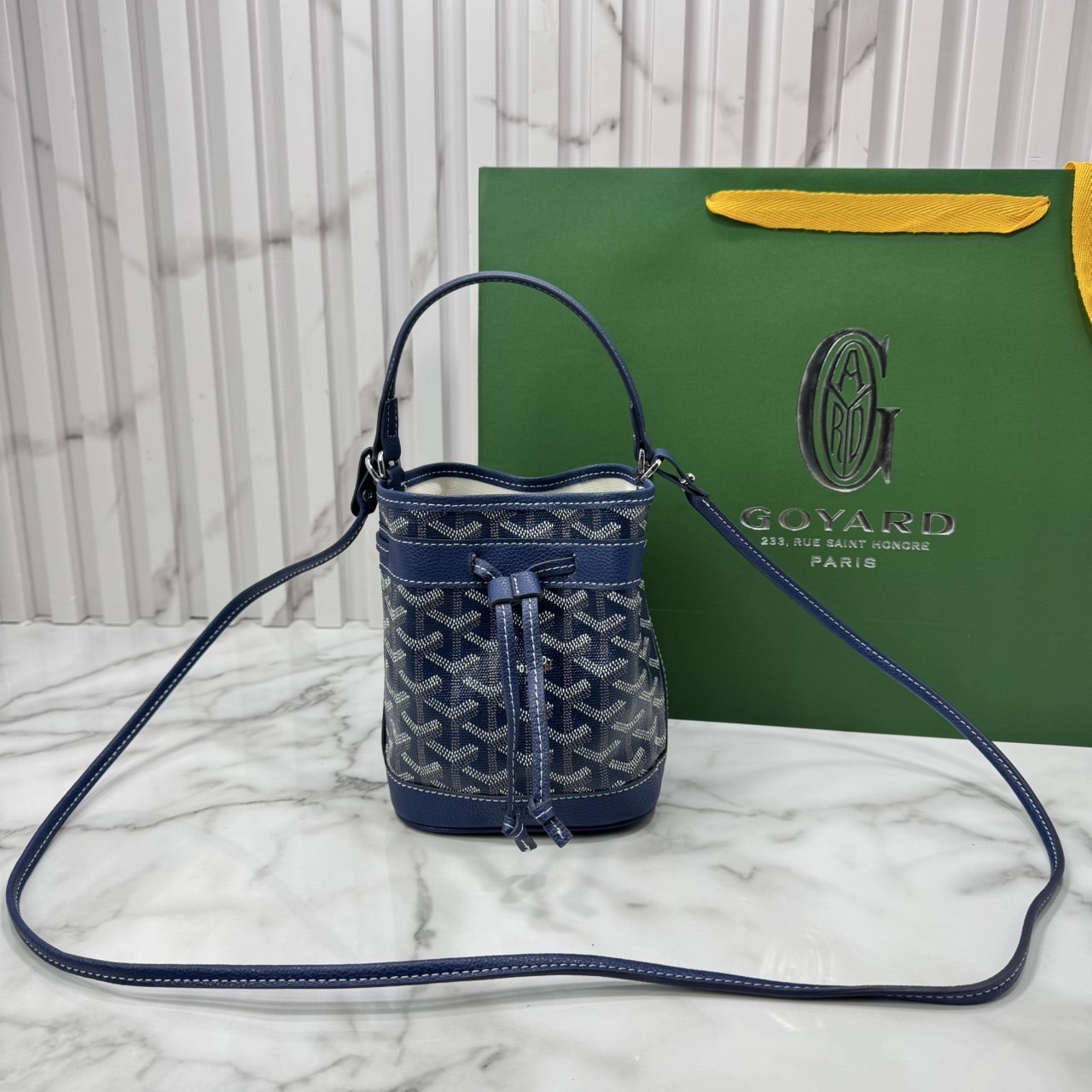 RI หนังแท้ | Goyard Petit Flot Mini bucket bag กระเป๋าสะพายทรงบัคเก็ต ไซส์มินิ ดูผู้ดีในตัว วัสดุหนังแคนวาสพิมพ์ลายสวยคม