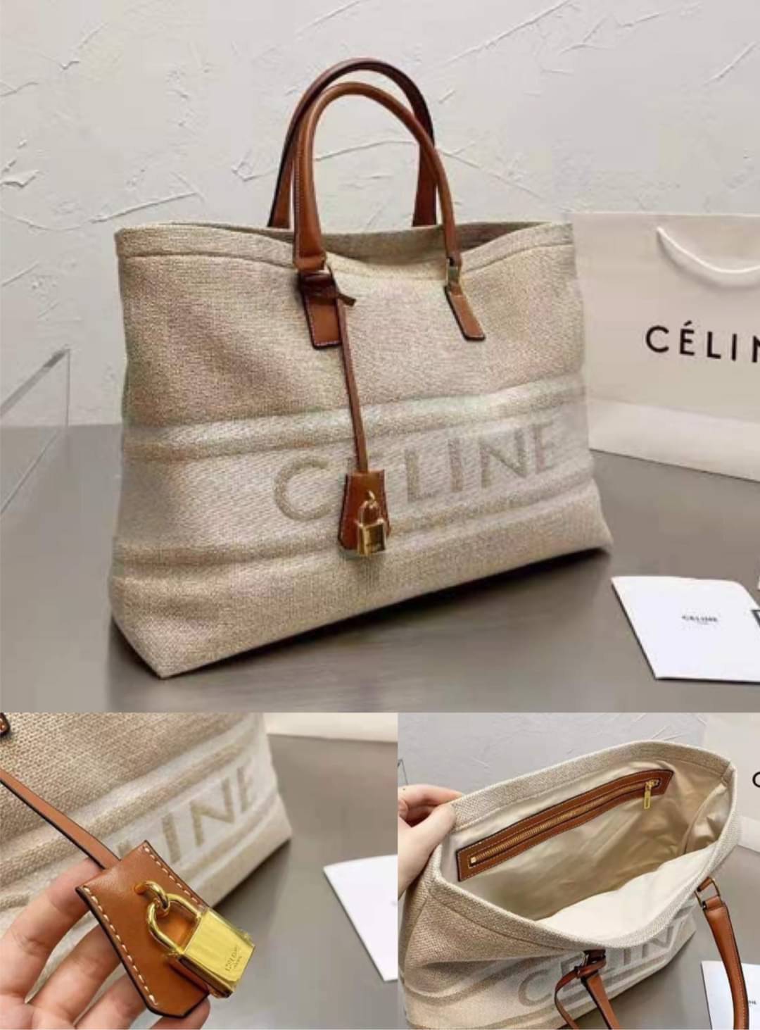 CELINE Logo Tote Bag with key 16”