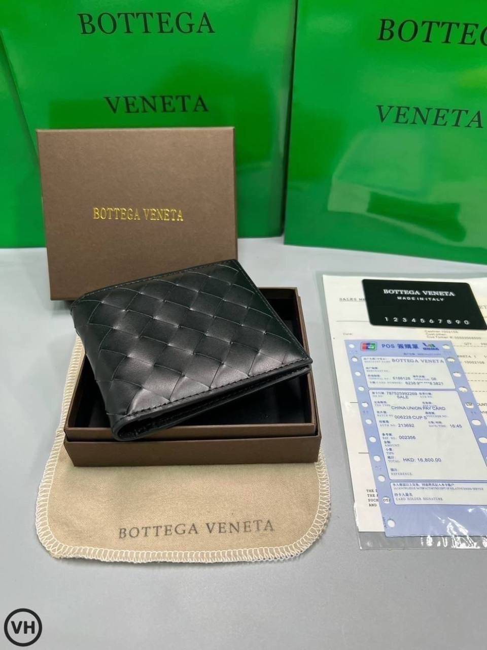 ORI หนังแท้ | Bottega Veneta® Men's Intrecciato Piccolo Bi-Fold Wallet / Bottega Wallet กระเป๋าสตางค์ใบสั้น กระเป๋าสตางค์สานผู้ชาย