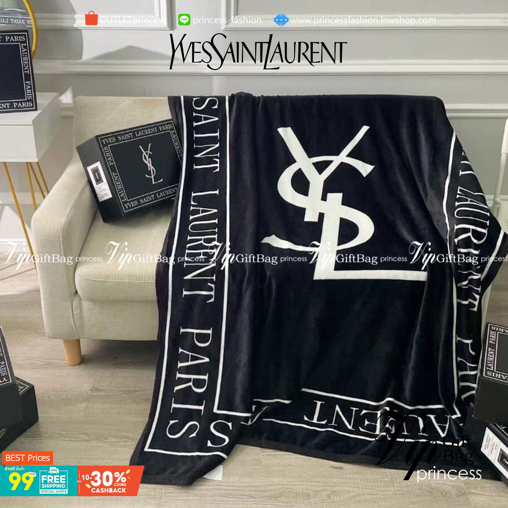VIP GIFT 】Best Gift! พร้อมกล่อง Yves Saint Laurent Blanket ไอเท็มแนะนำ ผ้าห่มนุ่มนิ่ม ขนปุยๆๆ สบายผิวมาก เนื้อผ้านิ่มฟูนุ่มใช้ได้ทุกโอกาส ขนาดกำลังดี พกพาสะดวก สามารถพกไว้ใช้ในรถ ใช้ในออฟฟิศได้ จะซื้อใช้เองหรือมอบเป็นของขวัญก็ดูดีพร้อมส่งที่ไทย ราคาสุดคุ้