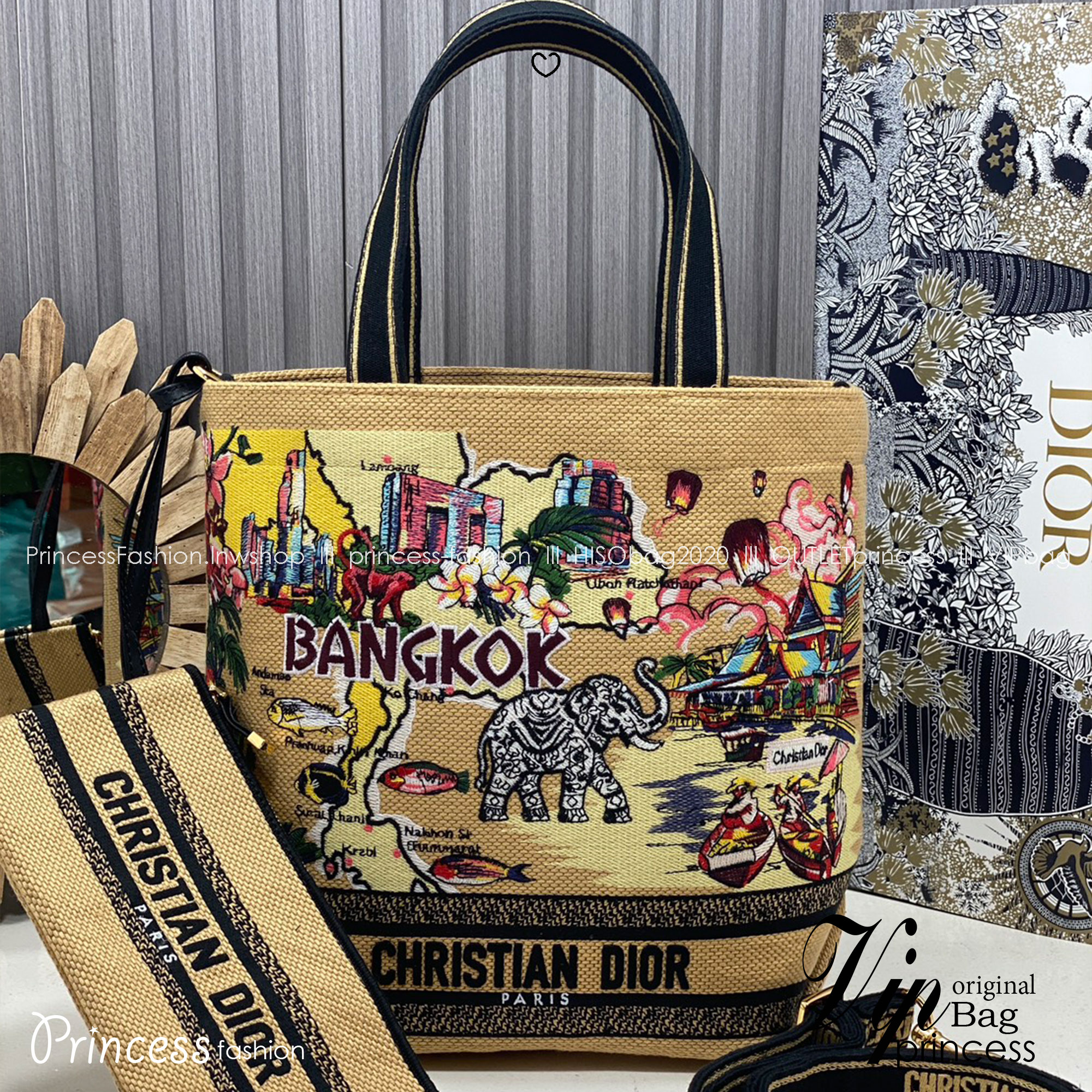 ORI หนังแท้ | Dior Book Tote / Souvenir Capsule highlighting Bangkok 🐘 กระเป๋าสะพายทรงโท้ท ดีไซน์สุดพิเศษ ด้วยลายช้างเอกลักษณ์ของประเทศไทย