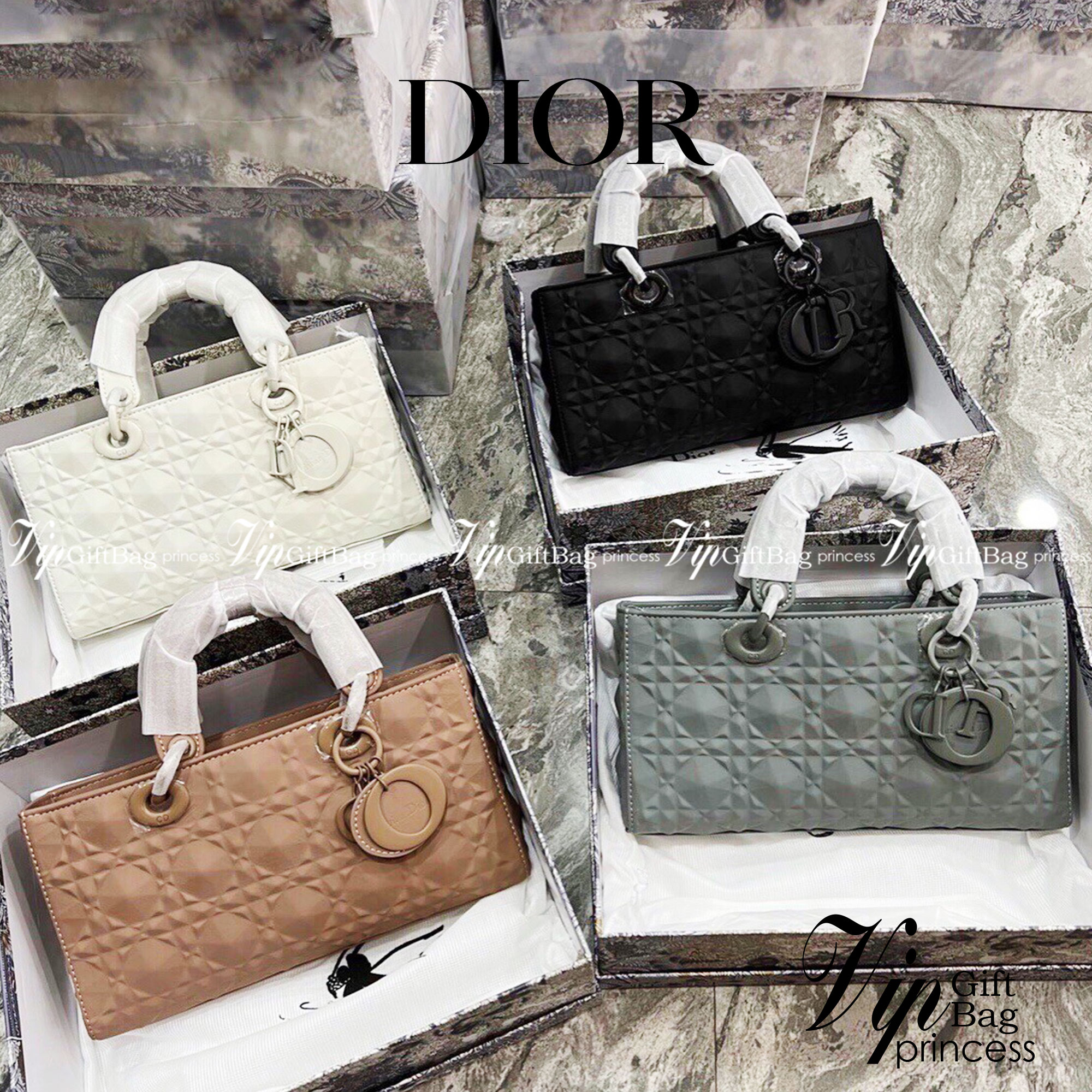 หนังแท้ DIOR LADY D-JOY BAG Cannage Calfskin with Diamond Motif กระเป๋าสะพาย ของความสง่างามเอกลักษณ์ Lady Dior รังสรรค์ขึ้นจากหนังลูกวัว Cannage ที่มีลวดลายเพชร เสน่ห์ที่ประดับประดาอย่างหรูหรา มีสายสะพายโซ่แบบถอดได้ ภาพสินค้าถ่ายจากงานขายจริง ใช้งานต่างปร