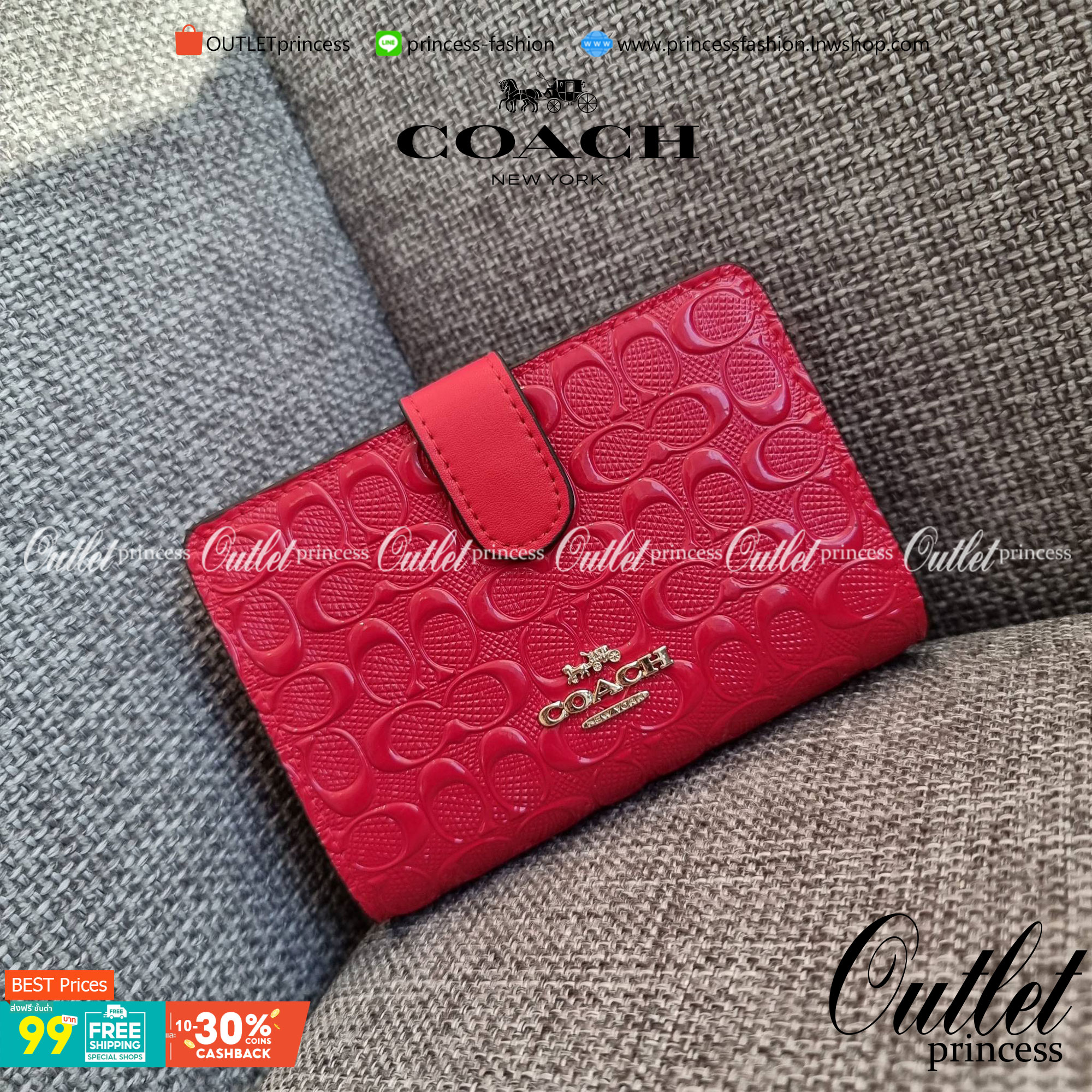 OUTLET 】COACH F25937 MEDIUM CORNER ZIP WALLET กระเป๋าสตางค์ใบกลาง 🔥 รุ่นหนังแก้วสุดฮอต!! สวยหรู ขนาดกำลังเหมาะมือ ดูดีดูแพงทุกสี มีช่องใส่บัตรและธนบัตรครบ และมีช่องแยกสำหรับใส่เหรียญ มาให้ครบเซ็ท พร้อมเสิร์ฟความสวยให้ถึงบ้านไปเลยจ้า