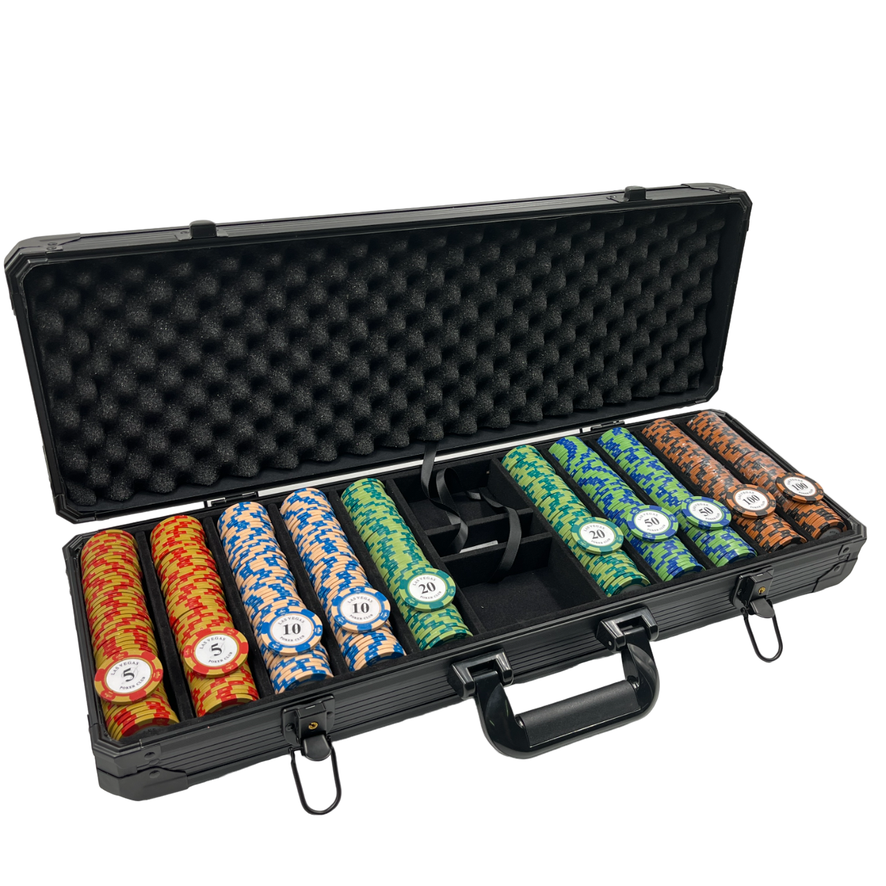 ชุดชิปโป๊กเกอร์เกรดพรีเมี่ยมพร้อมกระเป๋าแบบหนาใส่ชิปสีดำขนาดบรรจุ 500 ชิป