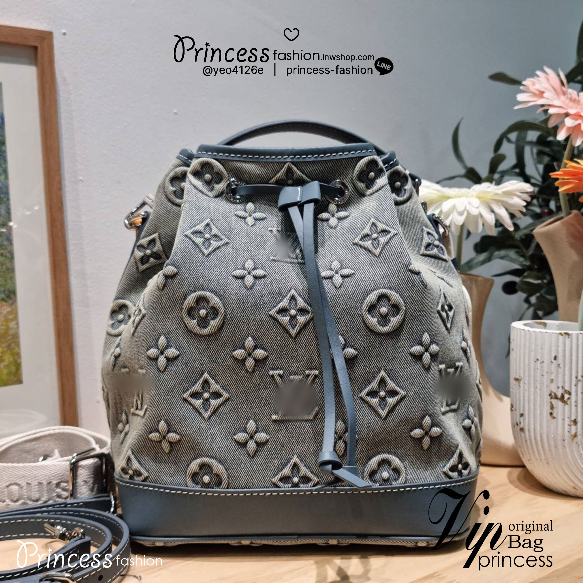 LV Neo washed denim monogram bag / LV Bucket Bag ใหม่ล่าสุด กระเป๋าทรงบัคเก็ตรุ่นฮิตที่มาในรูปแบบ washed denim สวยคลาสสิค คมชัด ดูแพง