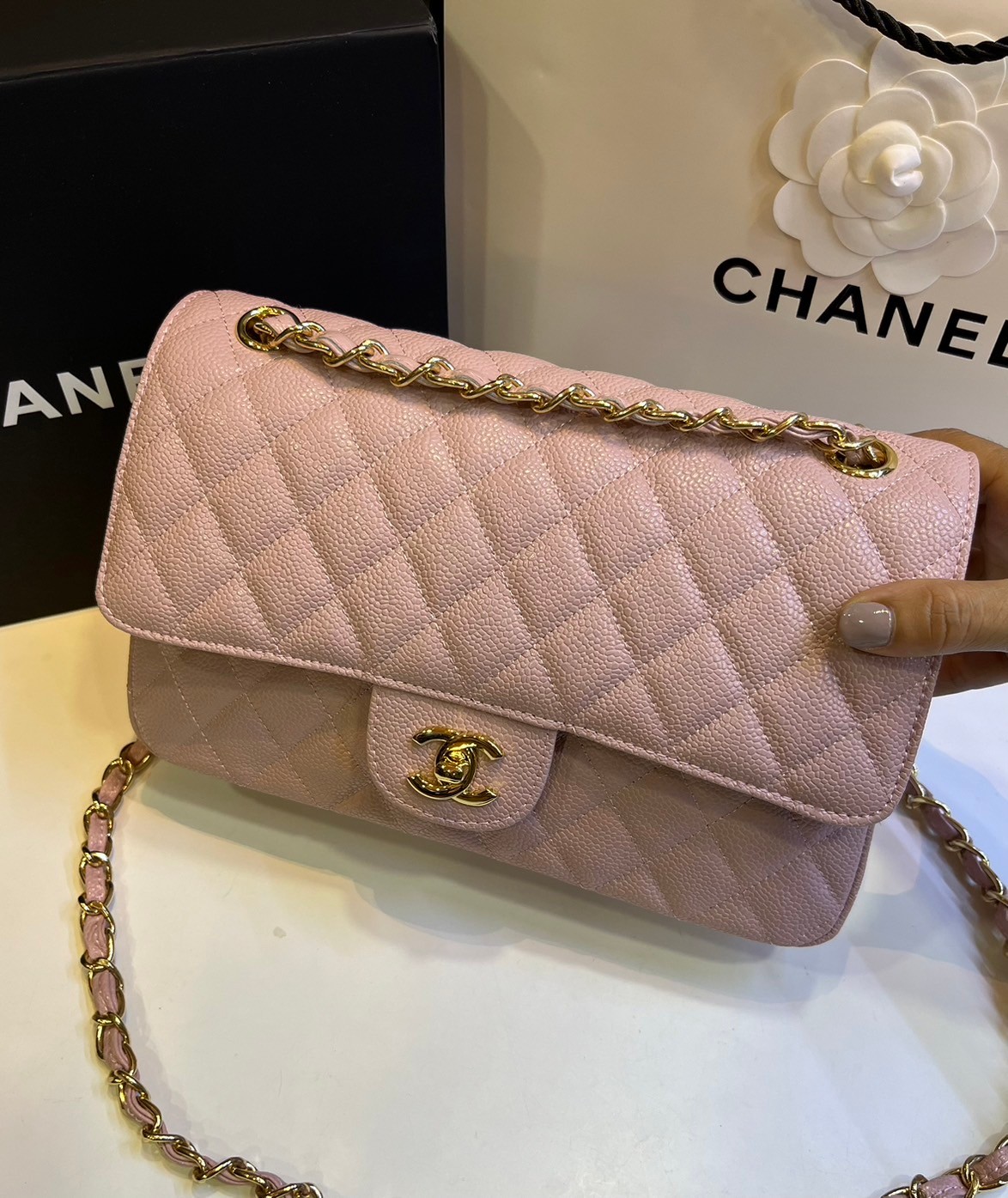 พร้อมส่งโทนพาสเทล CHANEL Classic in Pastel 25cm กระเป๋าสะพายรุ่นยอดนิยมเรียบหรู เกรดออริ 1:1 ใช้งานต่างประเทศได้ ภาพถ่ายจากงานขายจริง