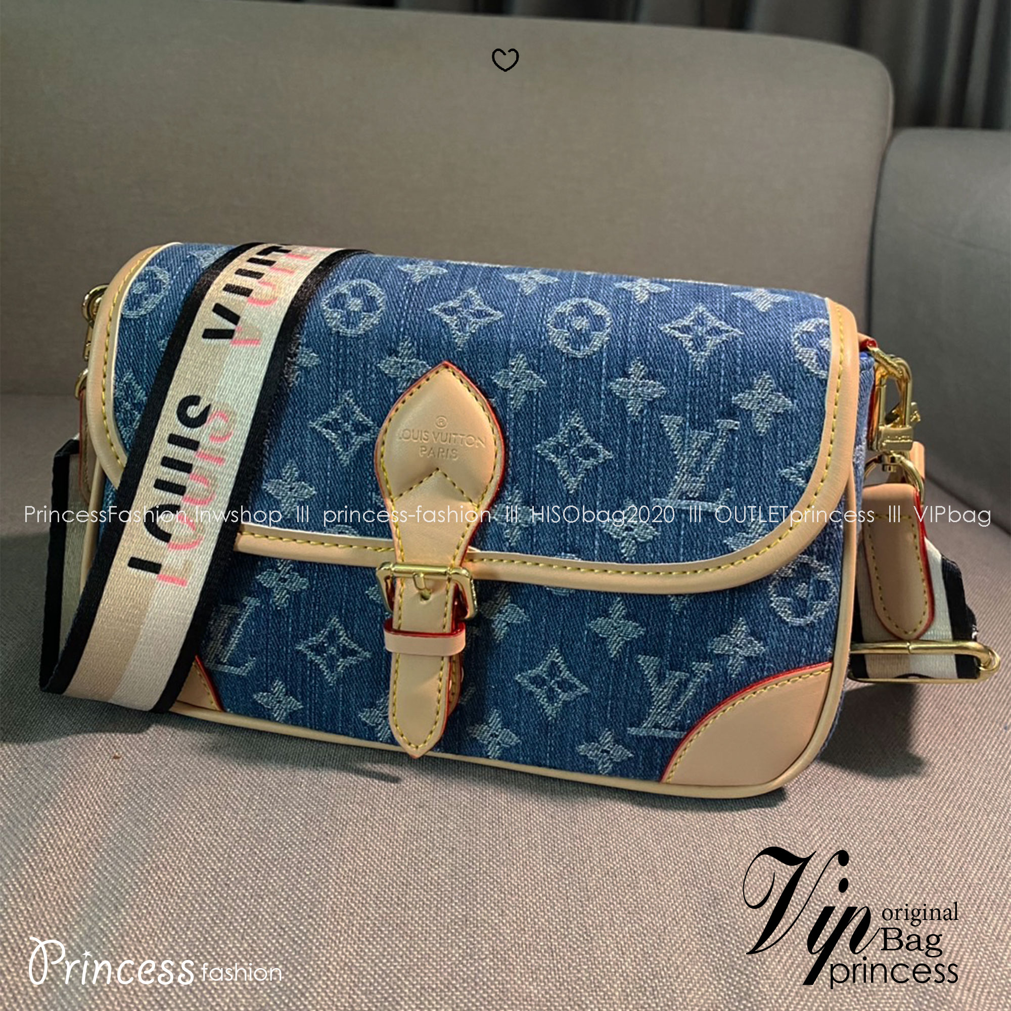 LV diane monogram denim bag กระเป๋ามัลติฟังก์ชั่นเดนิม ดีไซน์ใหม่สียีนส์สวยมีเสน่ห์ มาพร้อมสาย 2 แบบ สายหนังคล้องไหล่ได้ และสายสปอร์ตครอสบอดี้ได้