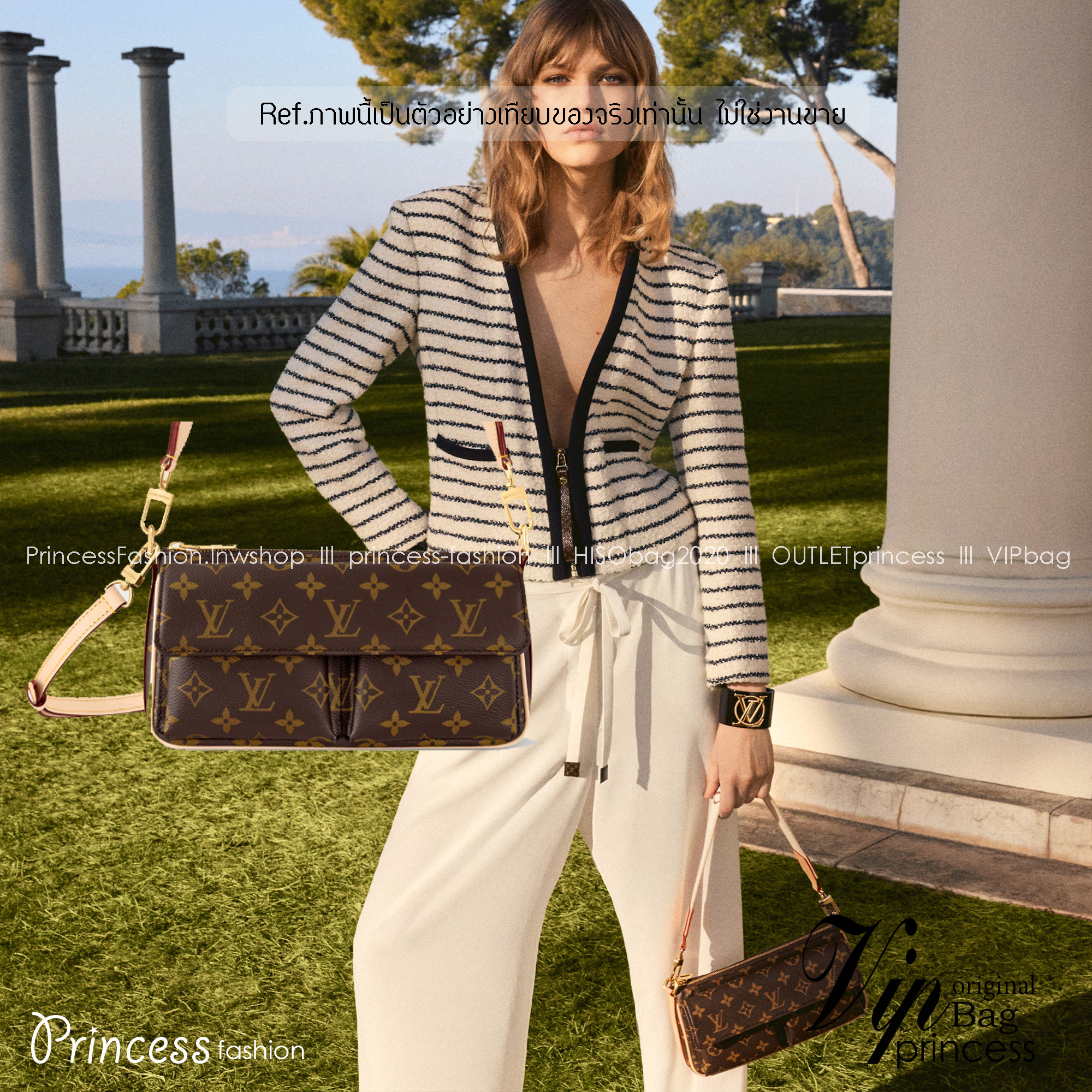 ORI หนังแท้ | LV Vivacite bag Monogram canvas กระเป๋าสะพายดีไซน์วินเทจ Monogram แคนวาส ไอเท็มขนาดเล็กใช้งานสะดวกมีช่องกระเป๋าทั้งด้านในและด้านนอกเหมาะเป็นเพื่อนคู่ใจประจำวัน