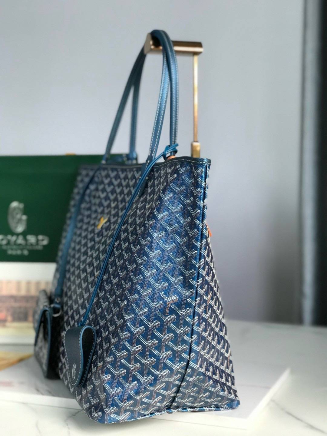 เกรดเทพ Top ORI | New Goyard Saint Louis GM tote bag Goyardine Pearly Blue (Ori)เทพ กระเป๋าทรงโท้ทใบใหญ่ หนังแท้แคนวาสแท้ สีพิเศษมุกสะท้อนแสงเงาสวยหรู