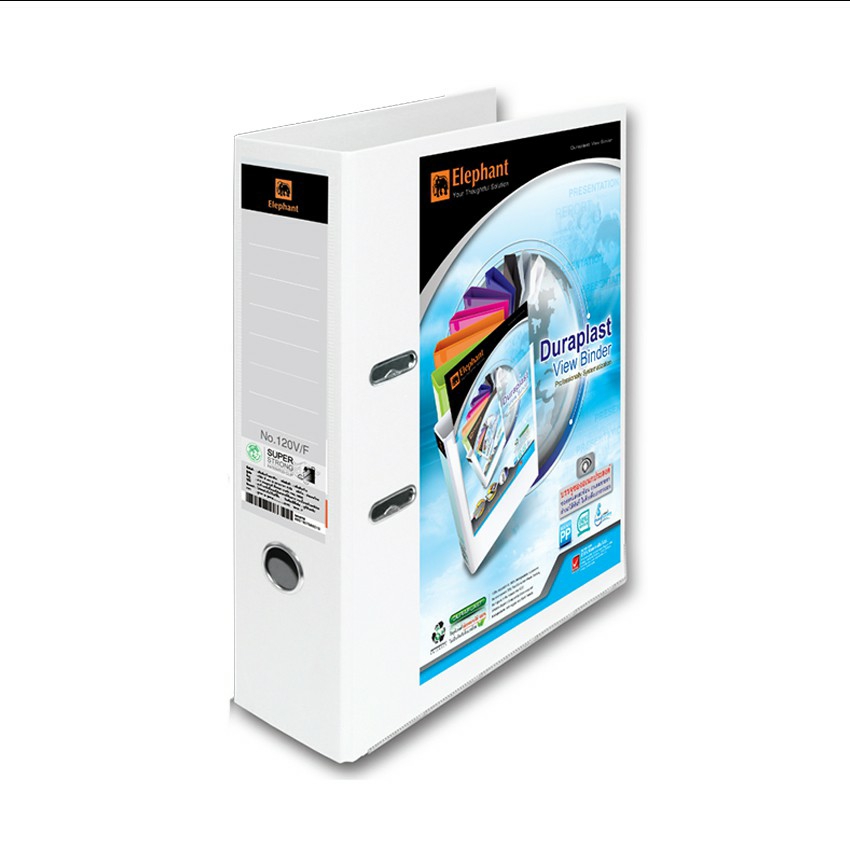 แฟ้มก้านยก 3นิ้ว F4 ตราช้าง รุ่น120V/F สอดปกหน้า จุกระดาษได้ 500 แผ่น