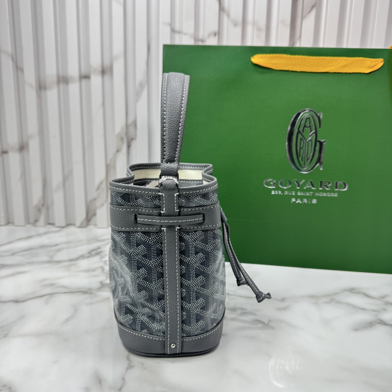 RI หนังแท้ | Goyard Petit Flot Mini bucket bag กระเป๋าสะพายทรงบัคเก็ต ไซส์มินิ ดูผู้ดีในตัว วัสดุหนังแคนวาสพิมพ์ลายสวยคม