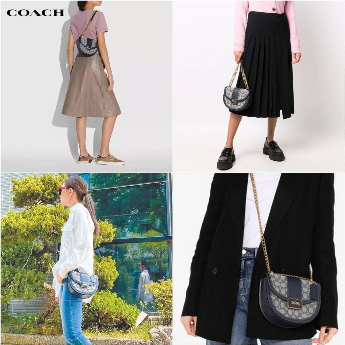 COACH ALIE SADDLE BAG IN SIGNATURE JACQUARD (C4694//C3464) New item!! กระเป๋าสะพายทรง saddle ดีไซน์วินเทจย้อนยุค แฝงความหรูในตัวด้วยอะไหล่สีทองเหลือง โดดเด่นไม่ซ้ำใครแน่นอน วัสดุผ้า jacquard สลับหนังแท้ ภายในเป็นช่องโล่ง มาพร้อมสายสะพายครอสบอดี้ ที่สามารถ