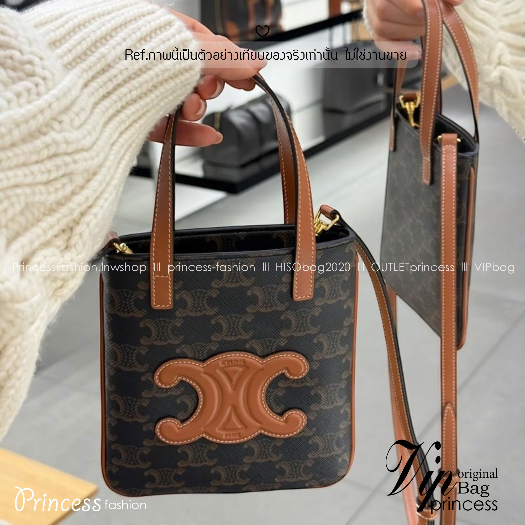 CELINE MICRO CABAS in Triomphe canvas and Leather กระเป๋าโท้ทมินิไมโครไซส์ กะทัดรัดปุ๊กปิ๊ก ฮอตสุดในเกาหลี ดีไซน์สุดคลาสสิค โดดเด่นด้วยโลโก้หน้าไซส์จัมโบ้