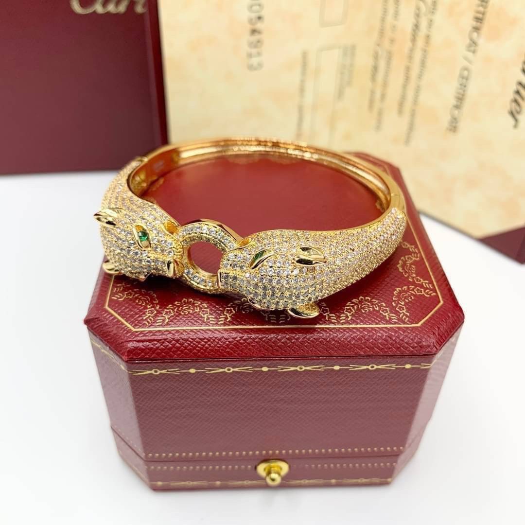 Cartier Double Head Leopard Diamond Bracelet / Cartier Bracelet พร้อมส่งที่ไทย กำไลข้อมือคาเทียร์ วัสดุโลหะเคลือบสีทองคุณภาพ **เกรดออริจินอล 1:1 สลับแท้