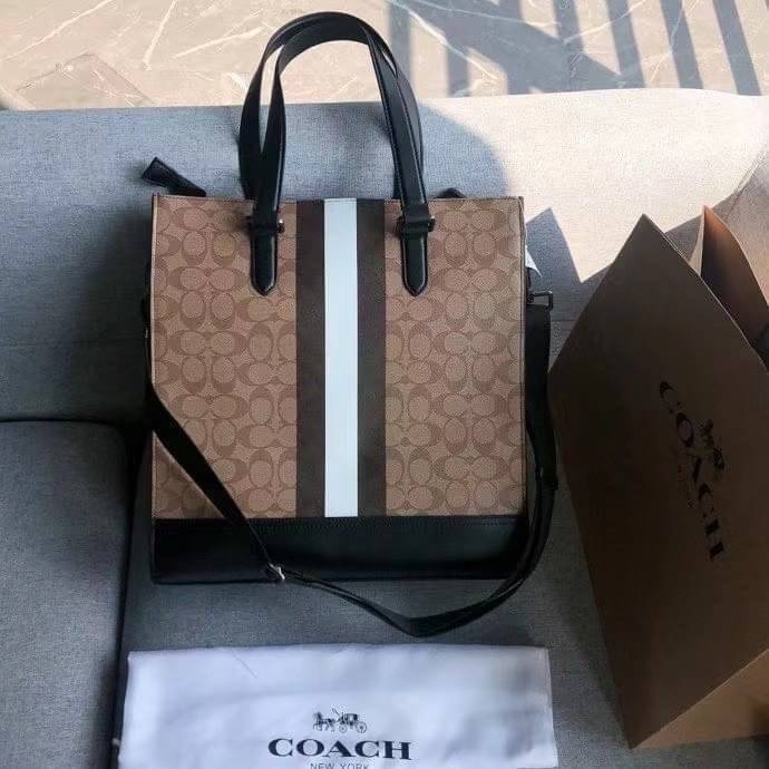 COACH GRAHAM STRUCTURED TOTE IN SIGNATURE CANVAS WITH VARSITY STRIPE C3232