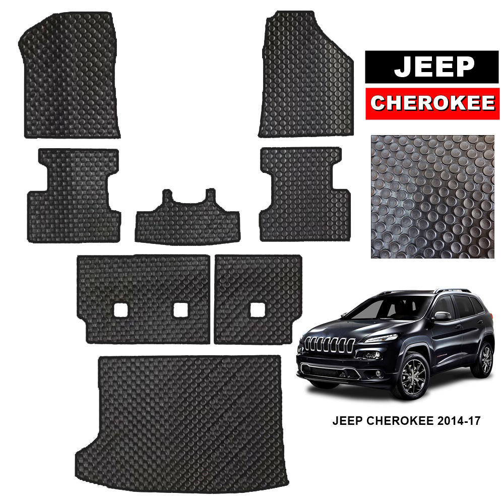 ยางปูพื้นรถยนต์ JEEP CHEROKEE ปี2014-17 พรมกระดุมเม็ดเล็ก จี๊ป เชอโรกี สีดำ เข้ารูป ตรงรุ่นรถ (พร้อมส่ง)