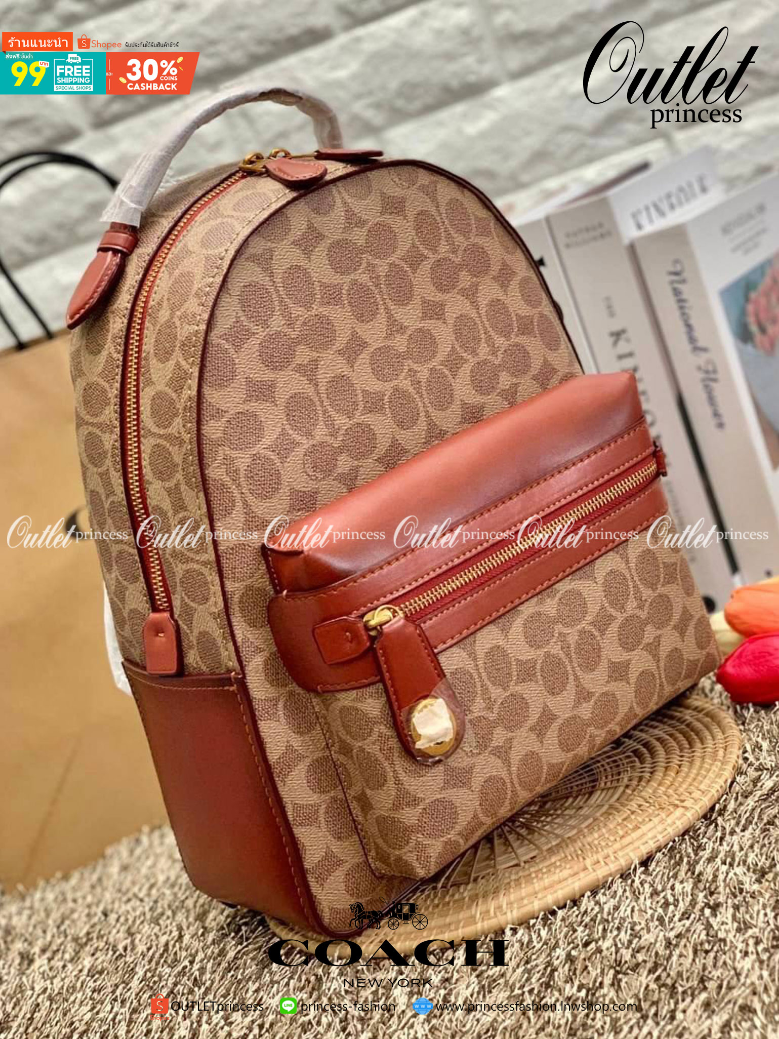 COACH CAMPUS BACKPACK IN SIGNATURE BAG ((32715)) LARGE พร้อมส่งอีกครั้ง ((ใบใหญ่)) ห้ามพลาด! กระเป๋าสะพายหลังแบบมีหูหิ้วได้ หนังแท้อย่างดี ลายหนังสวย สีหนังคลาสสิค ดูดีมากๆค่ะ ด้านหน้ามีช่องซิปขนาดกลางใส่มือถือหรือของจุกจิกได้ เปิดปิดกระเป๋าแบบซิปคู่ ภายใ