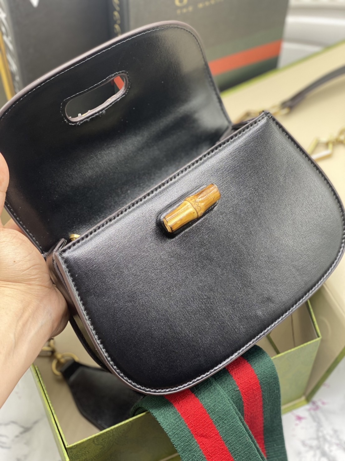 หนังแท้ Gucci Bamboo 1947 small top handle bag พร้อมส่งที่ไทย