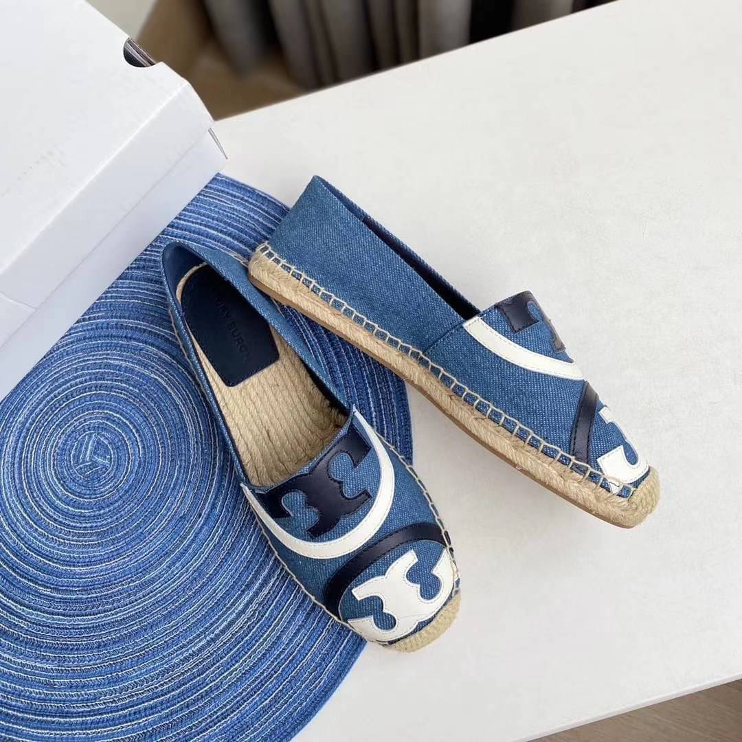 Tory Burch Espadrilles / Tory burch Poppy Espadrille Canvas / TORY BURCH SHOES เกรดออริจินอล พร้อมส่ง ภาพถ่ายจากสินค้าจริง ใช้งานต่างประเทศได้