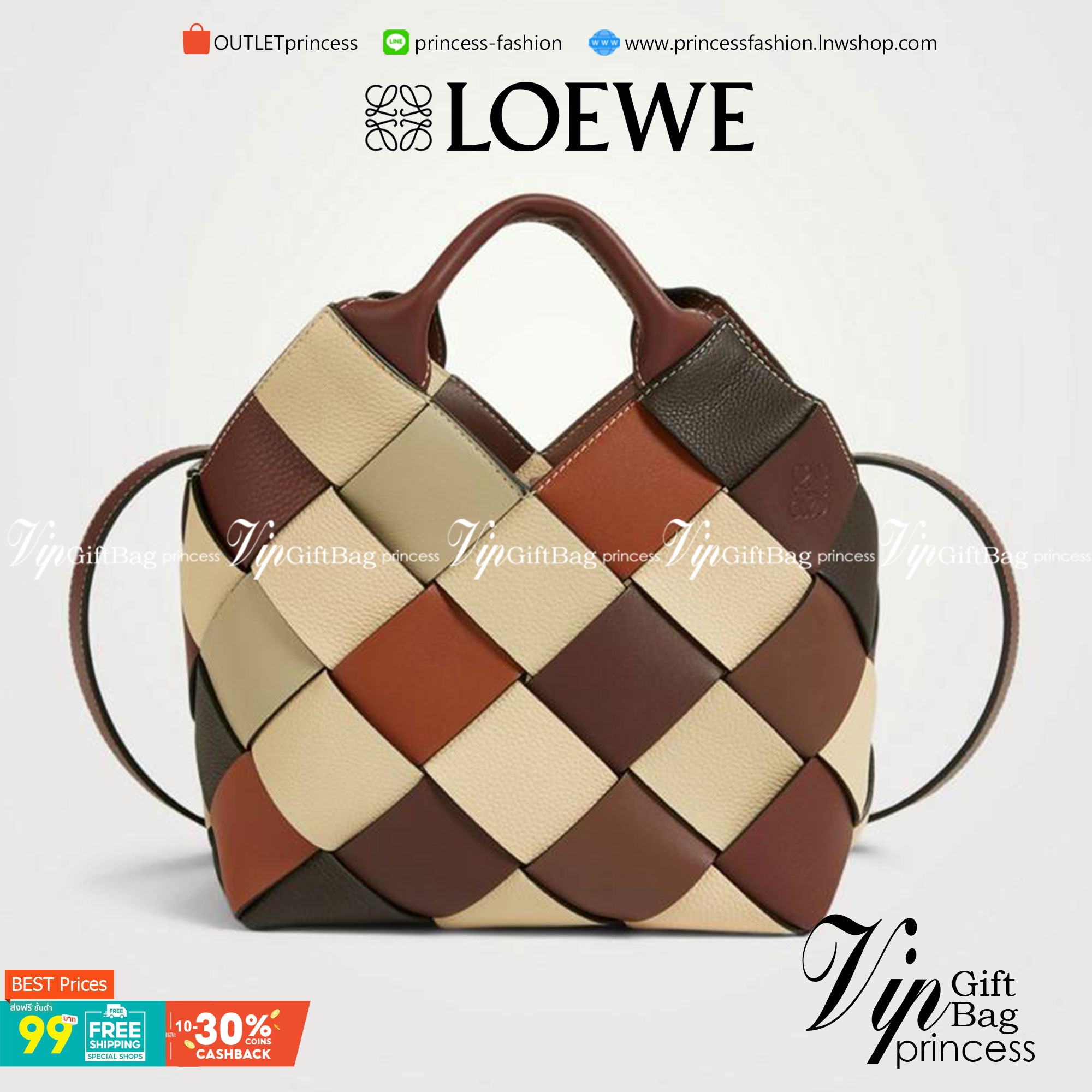 VIP 】LOEWE SURPLUS LEATHER WOVEN BASKET BAG IN CLASSIC CALFSKIN ใหม่ล่าสุดและสวยที่สุด กระเป๋าสะพานที่ถักทอด้วยความปราณีต โดดเด่นด้วยสีที่จับมาคอนทราสได้ลงตัว ใบใหญ่จุได้แบบเน้นๆ วัสดุหนังวัวแท้เต็มใบ หรูเลิศ ปากกระเป๋ามีสายหนังสำหรับผูกรวบปากกระเป๋า ภายใ