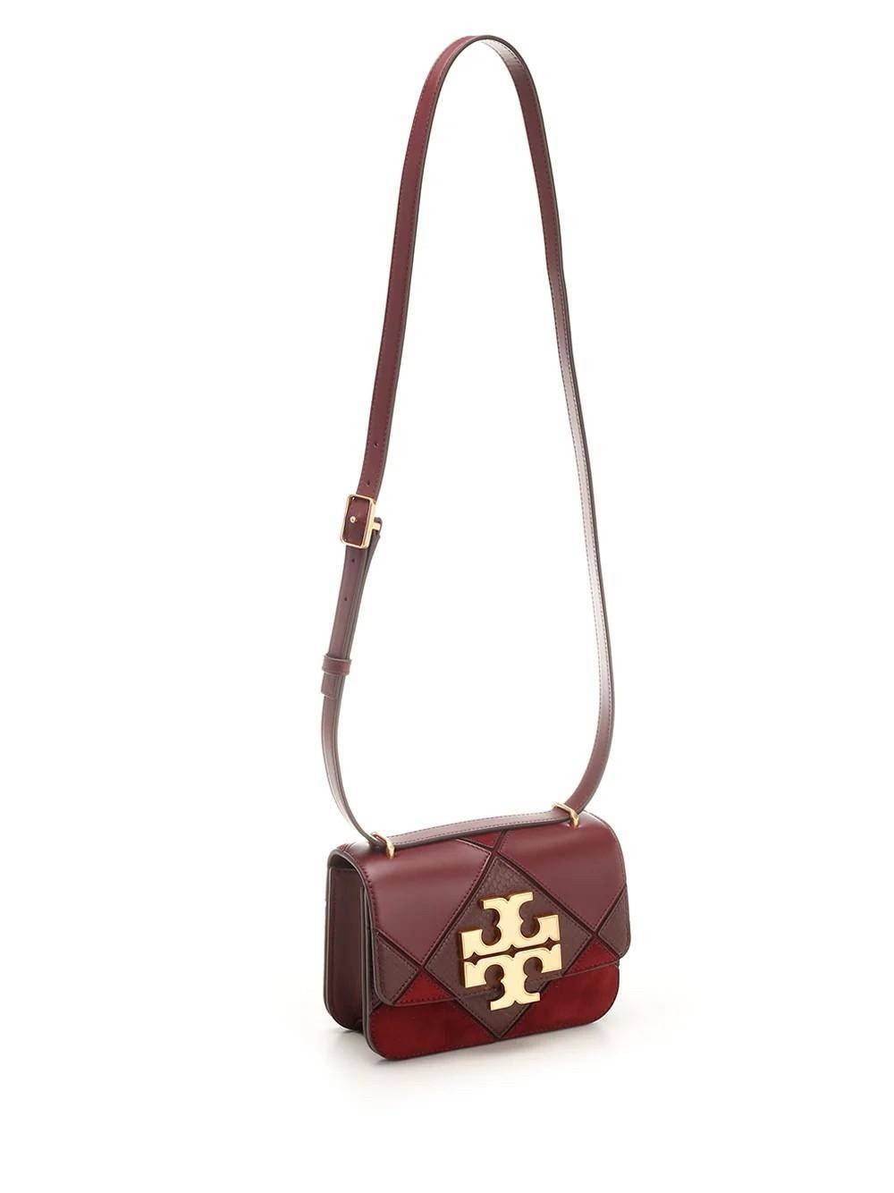 Tory Burch Small Eleanor Patchwork Convertible Shoulder Bag กระเป๋าทรงกล่อง ใบเล็กตัดเย็บจากหนังลูกวัว หนังกลับ และหนังงูนูน พร้อมขอบทาสีด้วยมือ อัญมณีแห่งหัตถศิลป์ ออกแบบมาให้พกพาสะดวก อะไหล่ทองเหลือง
