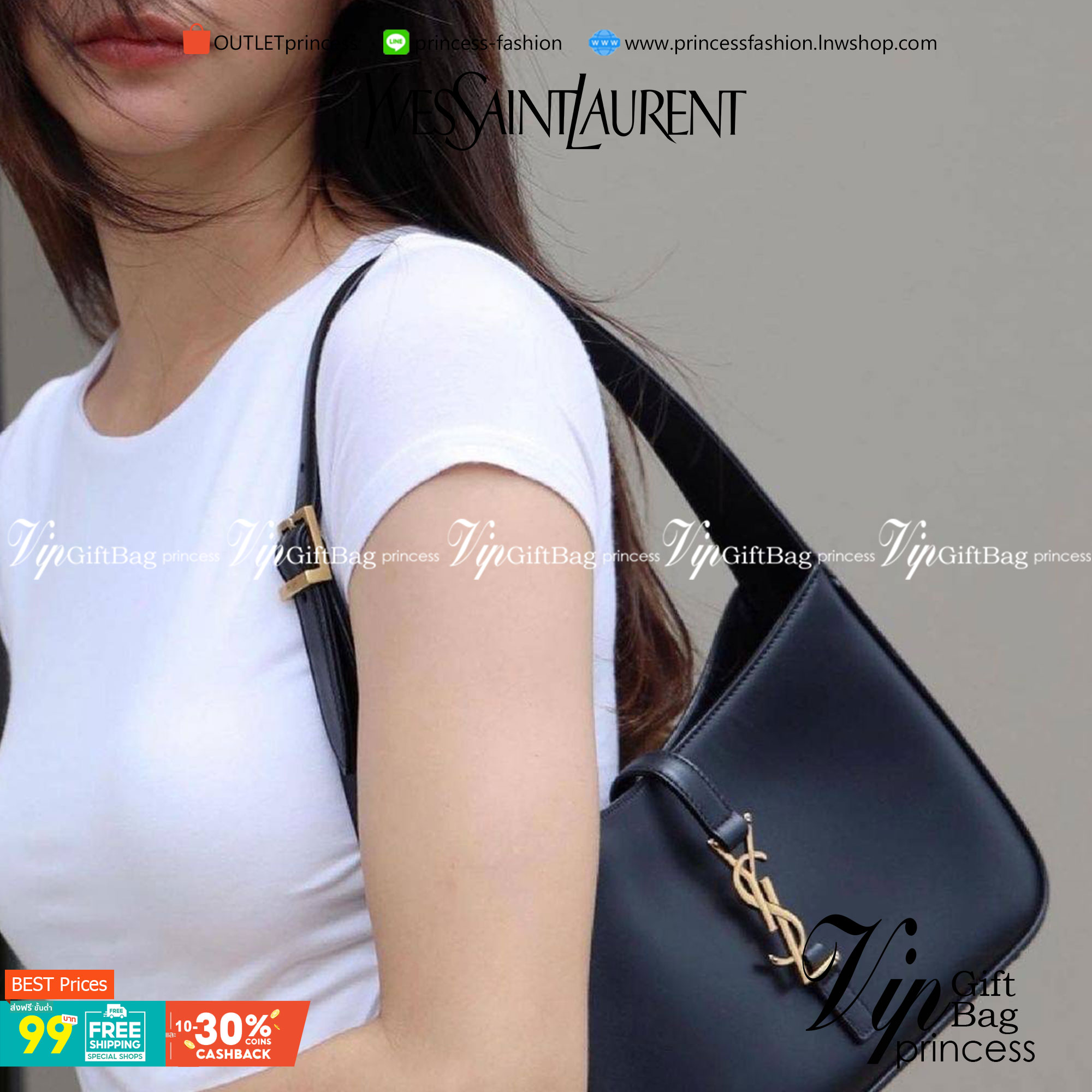 YSL Le 5 à 7 Leather Hobo Bag รุ่นยอดนิยม รที่สาวๆ ตามหา งานสวยหรู กระเป๋าสะพายไหล่ ดีไซน์อยู่ทรง คลาสสิคแฝงความหรูด้วยโลโก้สีทองอร่ามโดดเด่น วัสดุหนังเรียบ สาวๆที่รออยู่ต้องรีบจัด รีบมีเป็นของตัวเองกันน้า ราคาสุดคุ้มที่นี่ที่เดียวจ้า
