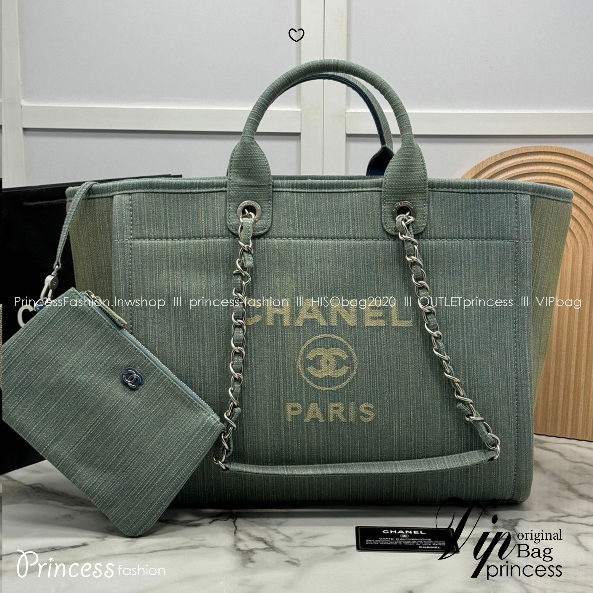 ORI หนังแท้ | Chanel Deauville Tote Bag กระเป๋าสะพายทรงโท้ทช้อปปิ้ง ใบใหญ่ ภายในโล่งกว้าง จุของได้เยอะ