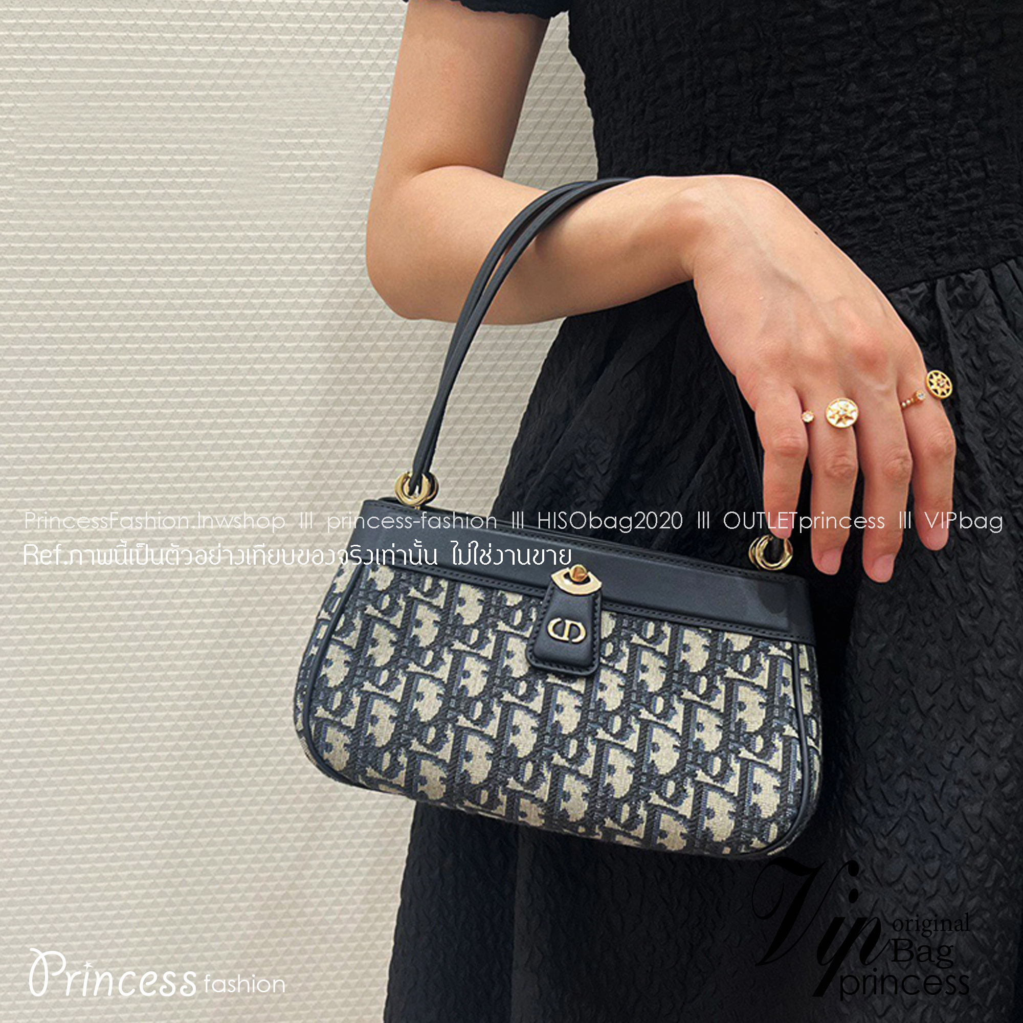 DIOR KEY BAG Blue Oblique Jacquard 22cm เกรดออริ พร้อมส่งที่ไทย