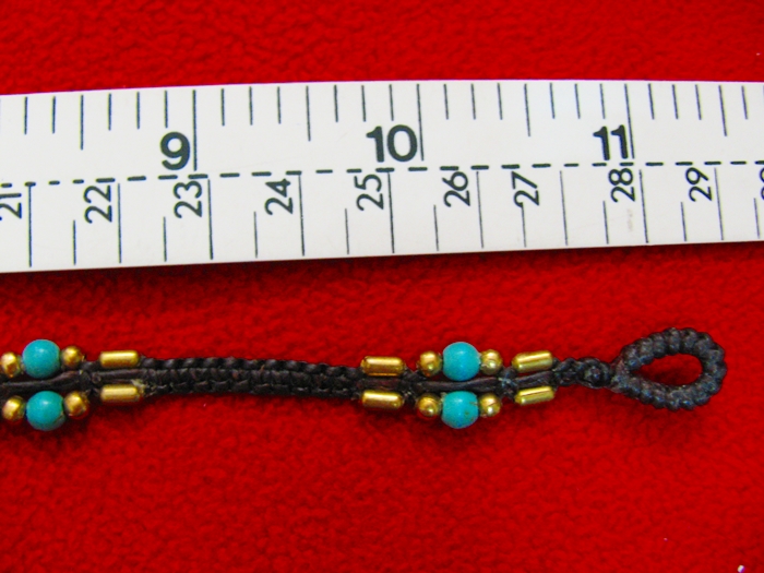 สร้อยข้อเท้าเชือกเทียนหินเทอร์คอยส์สีฟ้าลูกปัดทองเหลืองตุ้งติ้งรูปช้างค่ะ