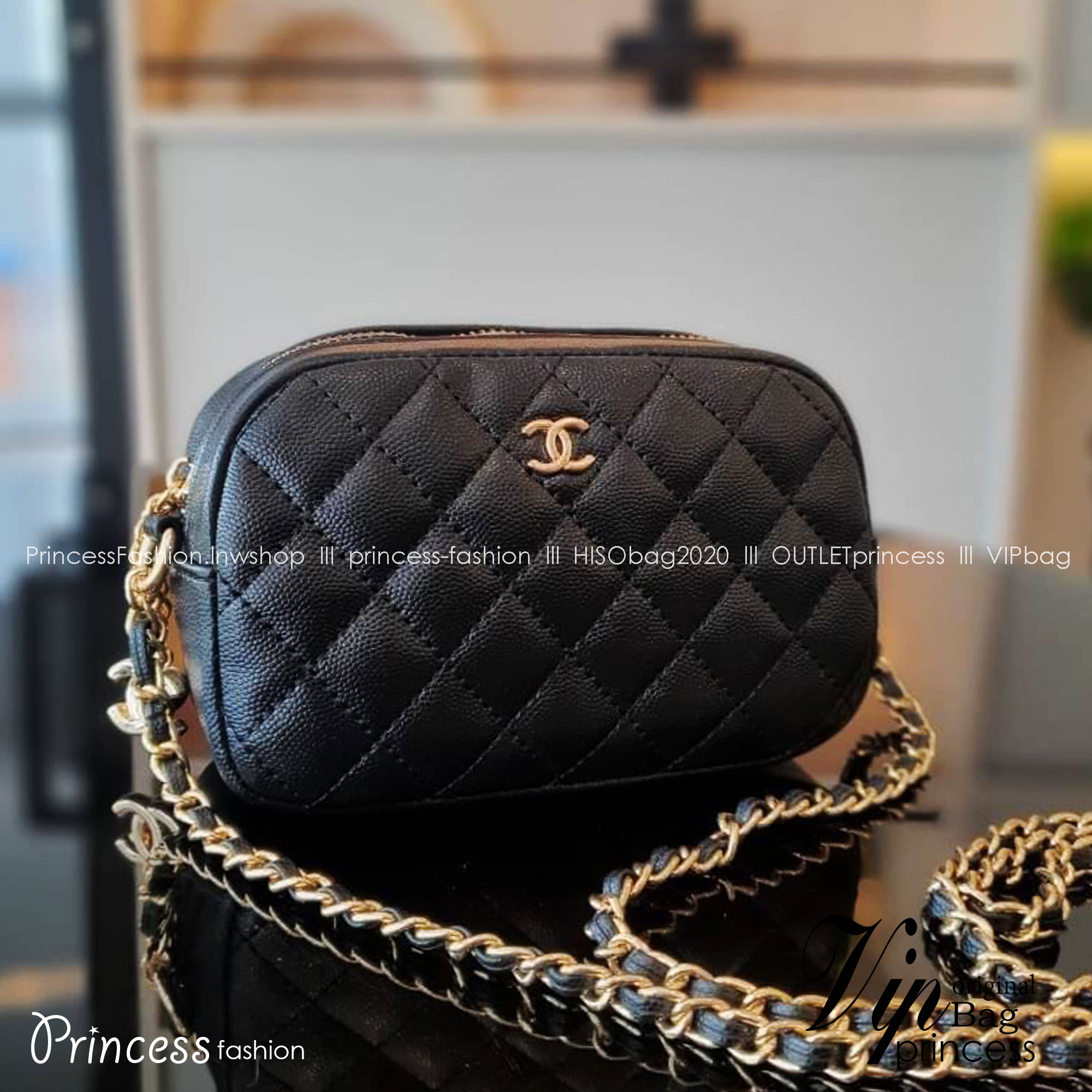 Chanel Camera Bag / CHANEL VIP CROSSBODY CHAIN BAG กระเป๋าทรงสะพายข้าง ที่กำลังมาแรงมาในตอนนี้ ตัวกระเป๋าเป็นกระเป๋าสตางค์หนังพียูพรีเมี่ยมลายคาเวียร์ อะไหล่ทองทั้งใบ