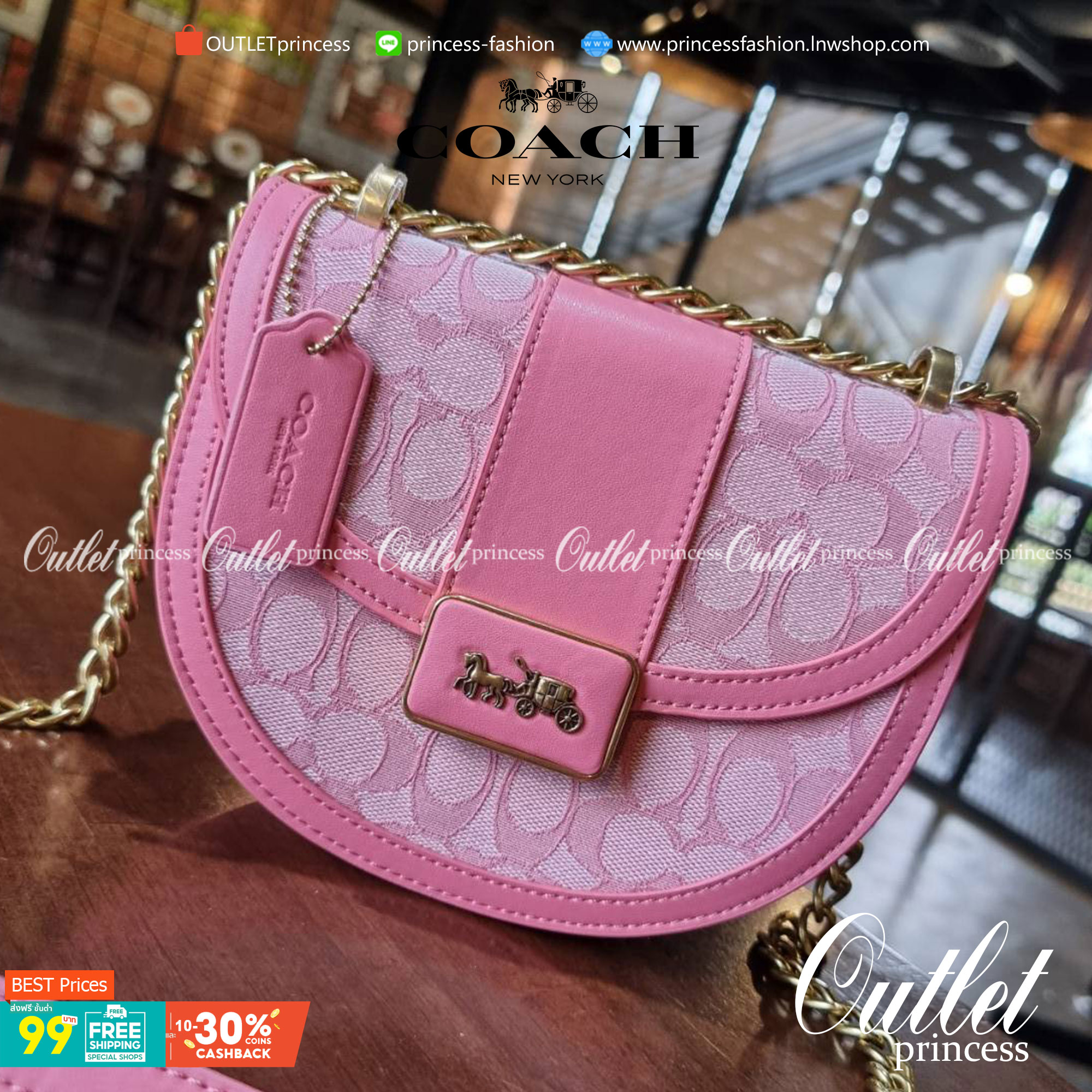 COACH ALIE SADDLE BAG JACQUARD IN SIGNATURE ((C4694//C3464)) พร้อมส่งที่ไทย รุ่นใหม่ล่าสุดค่ะ! กระเป๋าสะพายข้าง//ครอสบอดี้ร์//หรือทบสายคู่สะพายไหล่ได้ค่ะ วัสดุJacquard+หนังแท้ ได้สวยงามลงตัวมากๆ เปิดปิดกระเป๋าแบบกดล็อค มีอะไหล่โลโก้แบรนด์โดดเด่นปนคลาสสิค