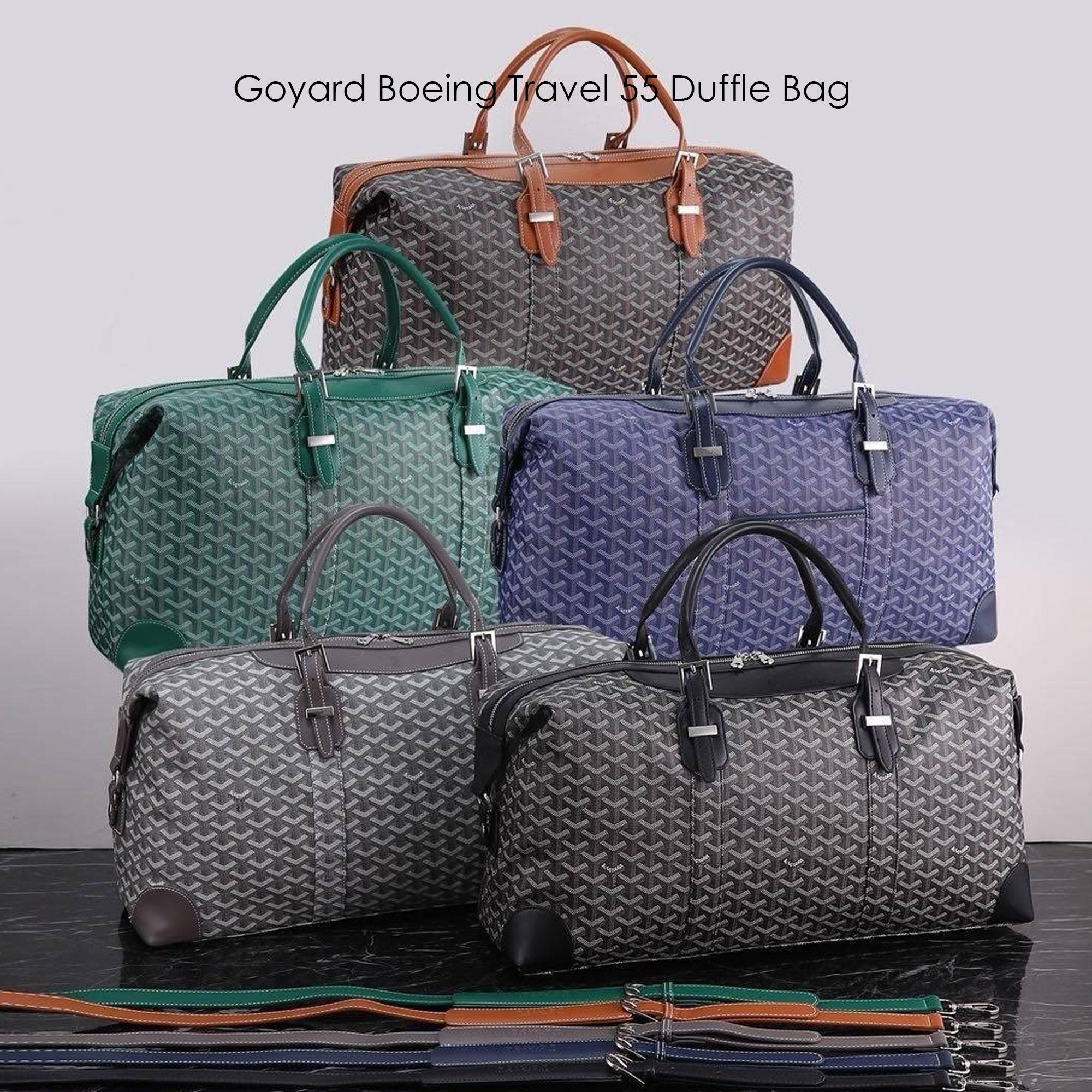 Goyard Boeing Travel 55 Duffle Bag กระเป๋าเดินทางใบใหญ่ ดีไซน์สวยคลาสสิกเป็นเอกลักษณ์ ไอเท็มที่จะทำให้การเดินทางไม่ธรรมดาอีกต่อไป ด้วยดีเทลความเป็นเอกลักษณ์ เรียบแต่หรู ภายในจุของได้เยอะมาก