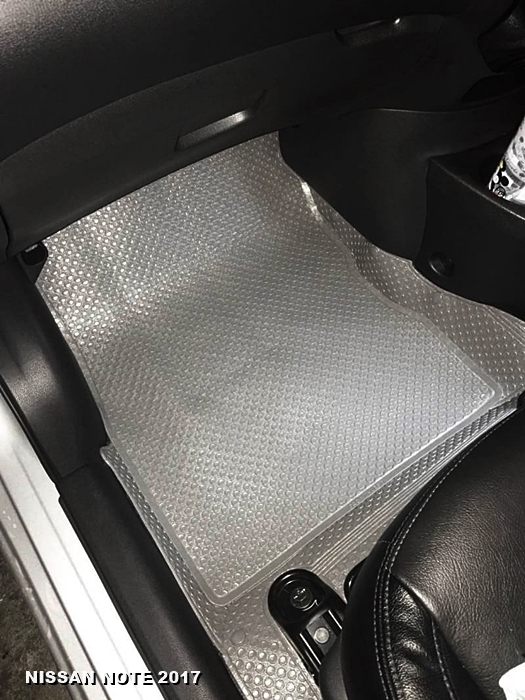 พรมปูพื้นรถยนต์ NISSAN NOTE กระดุมเม็ดเล็กรีดขอบ สีเทา เต็มคัน เข้ารูป