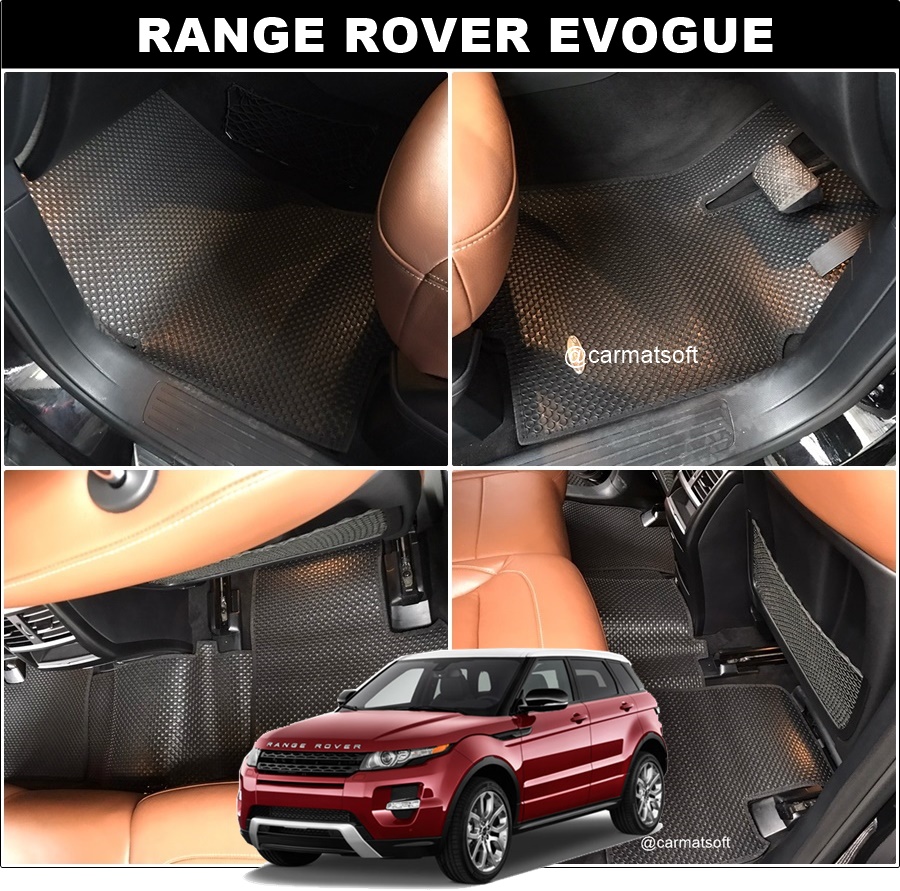 ยางปูพื้นรถยนต์ RANGE ROVER EVOGUE 2011-15 พรมกระดุมเม็ดเล็กpvc สีดำ เข้ารูป ตรงรุ่น