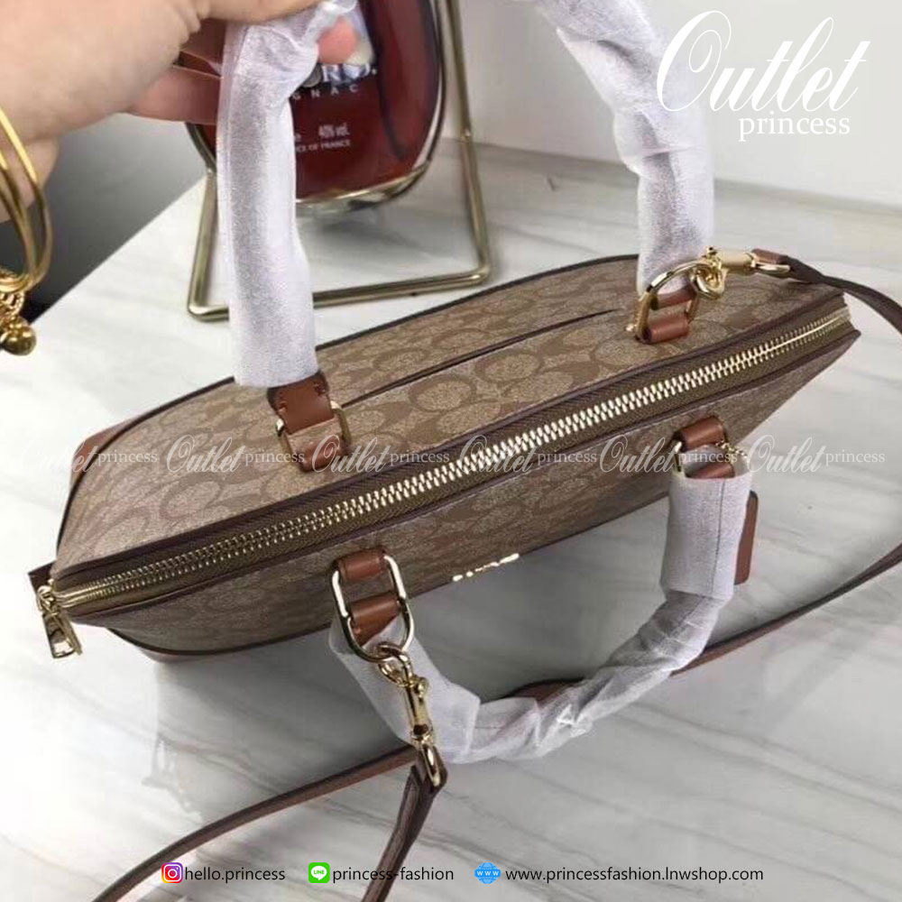 Coach ทรงโดมใหญ่ size 13” SIERRA SATCHEL IN SIGNATURE COACH IMITATION GOLD/BROWN