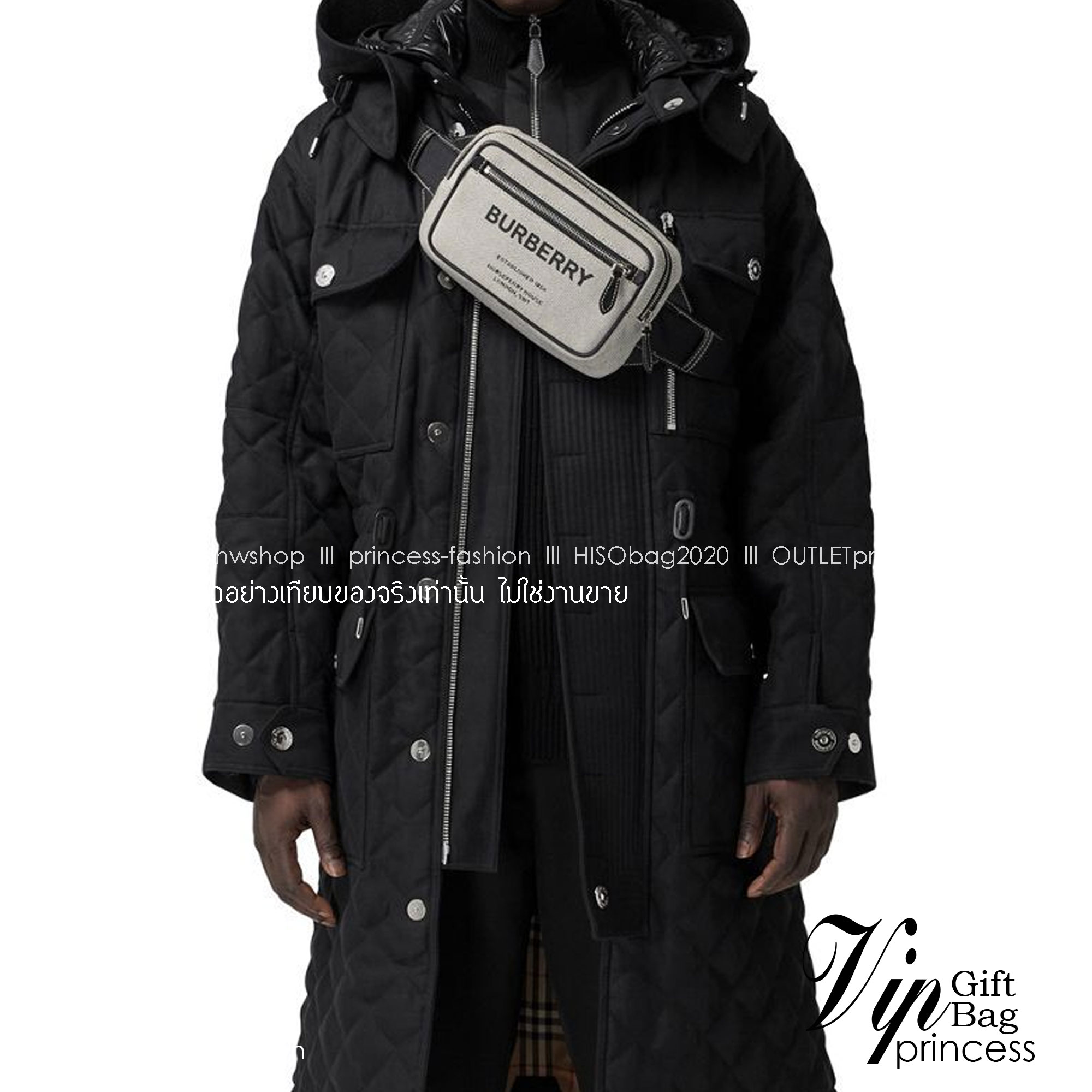 Burberry Canvas 'Horseferry' Bum Bag / BURBERRY CANVAS BELT BAG กระเป๋าทรงคาดอก คาดเอว อีกคอลเลคชั่นที่สามารถใช้ได้แบบ UNISEX วัสดุผ้าแคนวาสธรรมชาติ สกรีนโลโก้สีดำรอบใบ