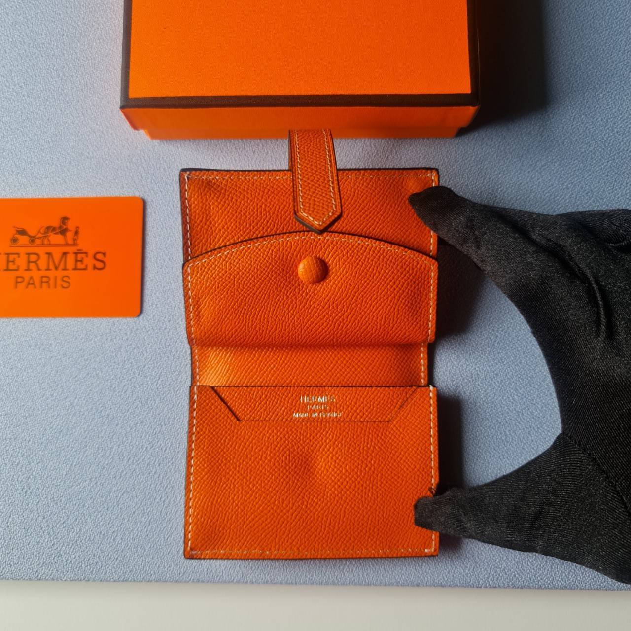 VIP หนังแท้ 】HERMES MINI BEARN WALLET UNISEX