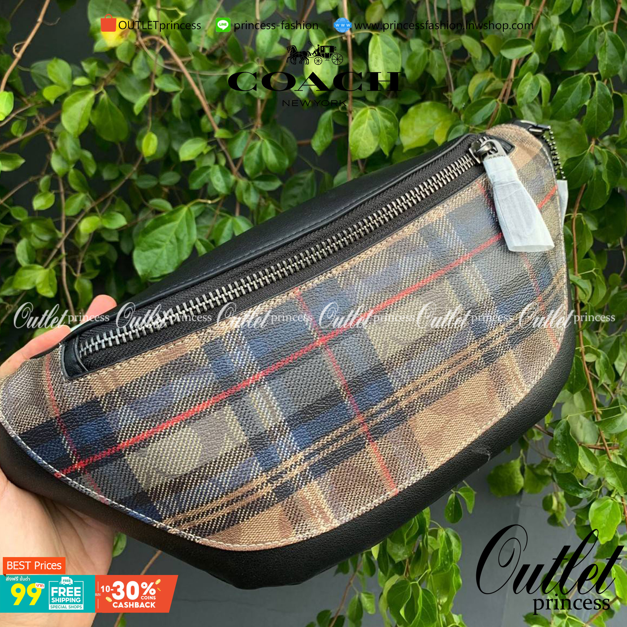 OUTTLET 】COACH WARREN BELT BAG IN SIGNATURE WITH PLAID PRINT ใบใหญ่คะ! ((83001)) สีเข้าใหม่ เอาใจวัยโจ๋ไปเลยจ้าา กระเป๋าคาดอกด้านหน้า//คาดไปทางด้านหลัง//หรือคาดเอวได้ ตามแต่ความถนัดได้เลยนะคะ หนังแท้ ด้านหน้าปริ้นลายสก๊อต+โลโก้แบรนด์ ได้สวยงามมากค่ะ กระเป