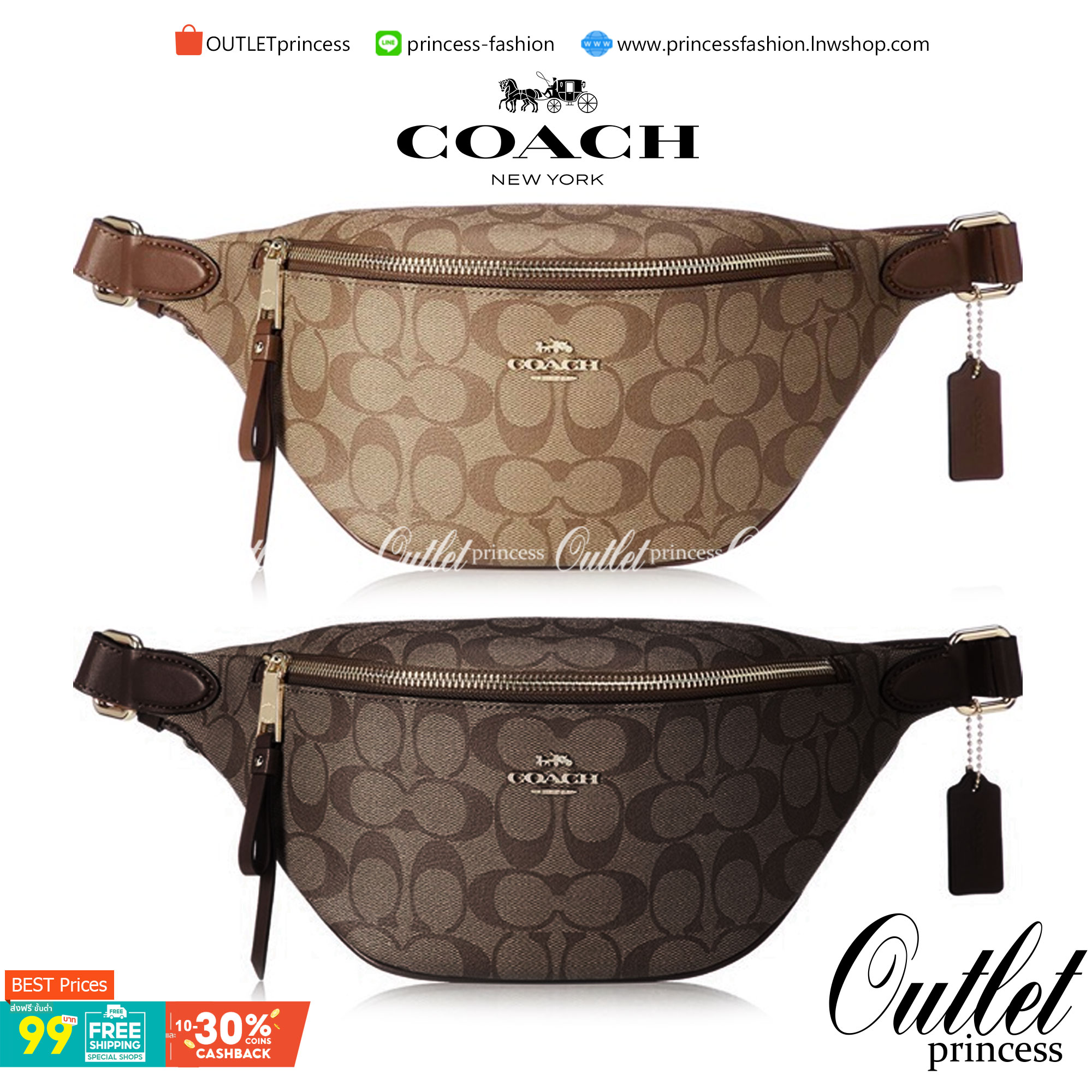 COACH F48740 BELT BAG IN SIGNATURE CANVAS กระเป๋าคาดอกทรง Unisex ที่ขายดีถล่มทลาย!! ขายได้ตลอดปี!! สวยเท่ทุกสี วัสดุหนังแคนวาสเคลือบคุณภาพดี ทนทาน ใช้งานง่าย ภายในเป็นช่องโล่ง เหมาะสำหรับคนที่ชอบพกอะไรง่ายๆ รับรองตอบโจทย์น้า