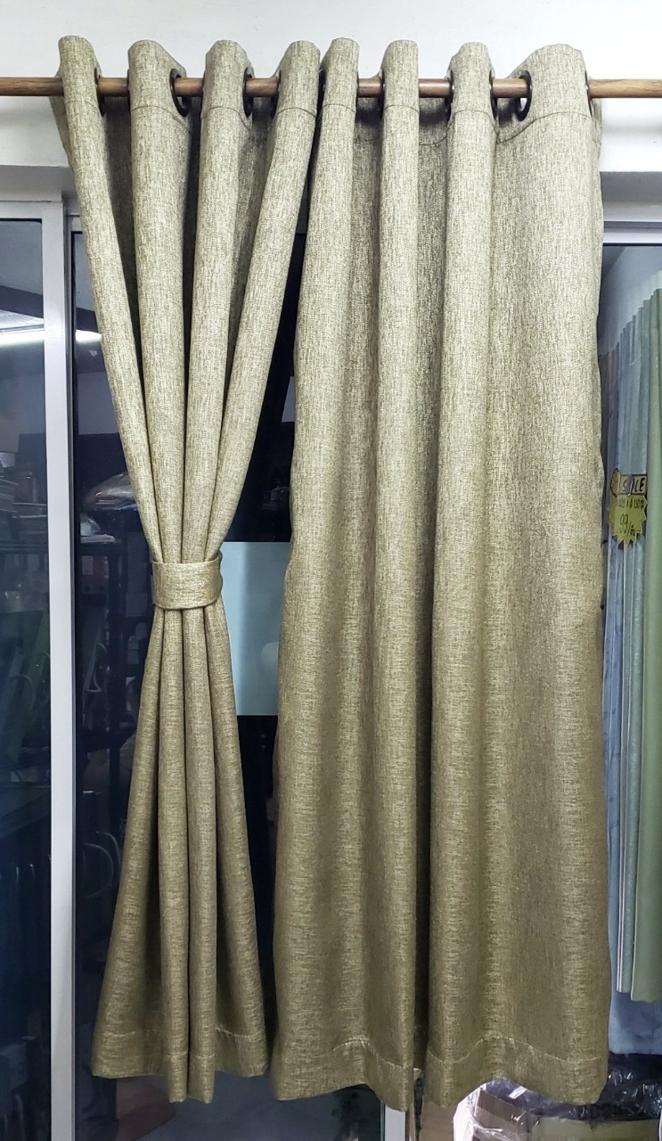 ผ้าม่าน กันแสงUV95% ผ้าม่าน รุ่นมัสลิน สีทองเขียว ก.270*ส.150ซม./ผืน สวยมาก แนวผ้าป่าน