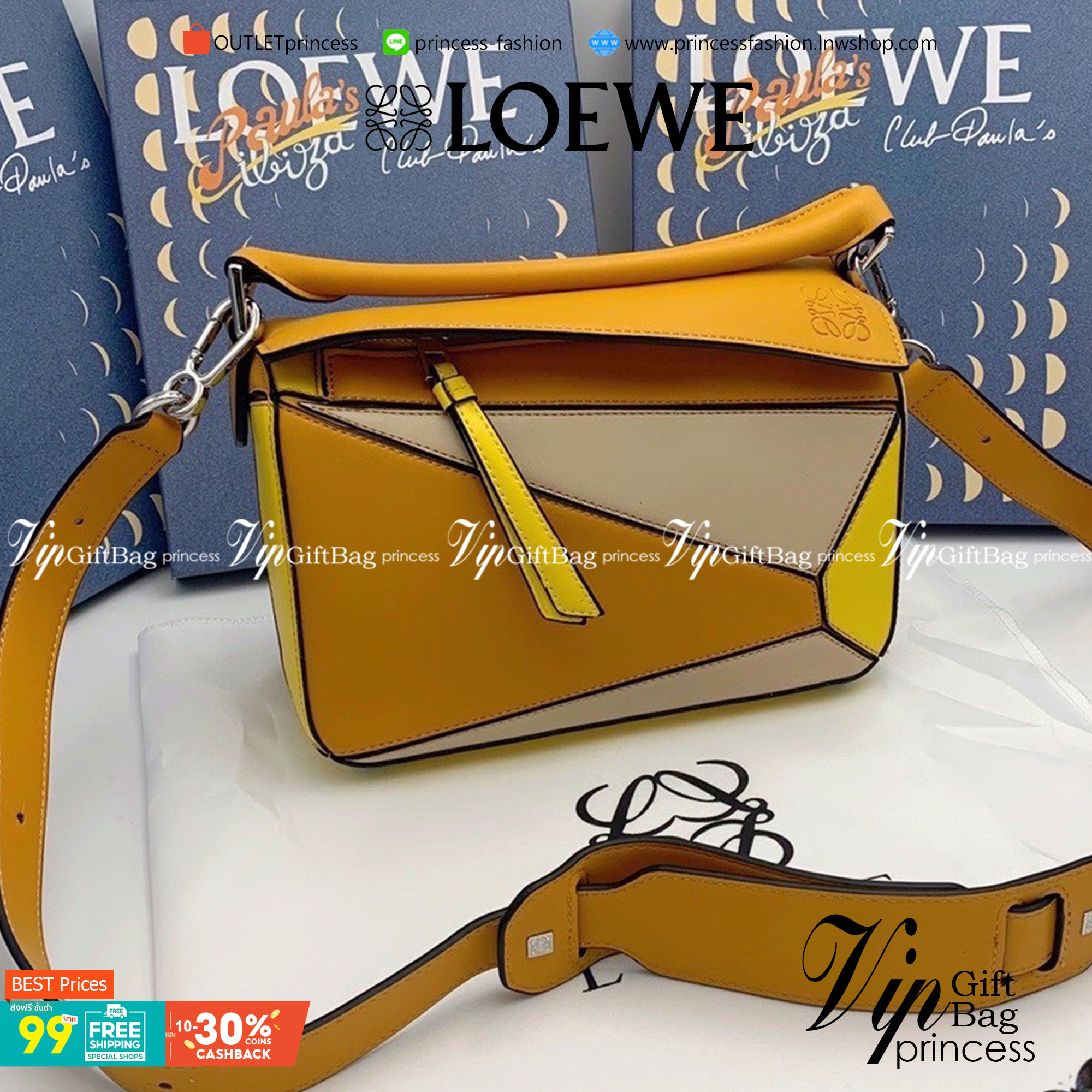 VIP 】LOEWE CROSSBODY BAG (LOEWE Puzzle Bag) กระเป๋าถือหรือสะพาย วัสดุ Calfskin หนังแท้หนังสวยอยู่ทรงขนาดกำลังดีน้ำหนักเบา เปิดปิดด้วยซิป ภายในโล่งกว้างสามารถใส่กระเป๋าสตางค์ มือถือ ของใช้ได้เยอะ ด้านหลังมีช่องซิปใส่ของ หูจับหนังแท้พร้อมสายสะพายยาวหนังแท้ถ