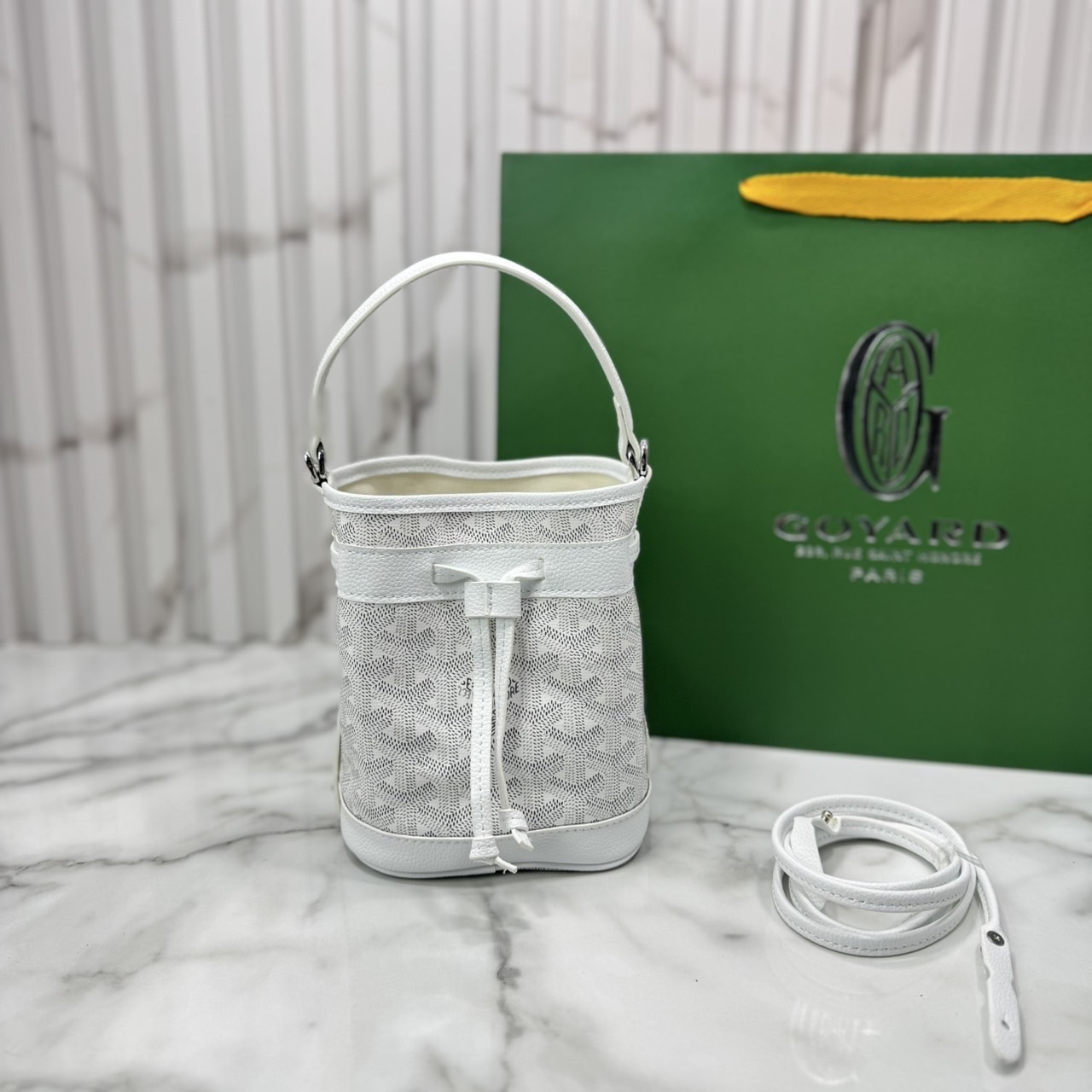 RI หนังแท้ | Goyard Petit Flot Mini bucket bag กระเป๋าสะพายทรงบัคเก็ต ไซส์มินิ ดูผู้ดีในตัว วัสดุหนังแคนวาสพิมพ์ลายสวยคม