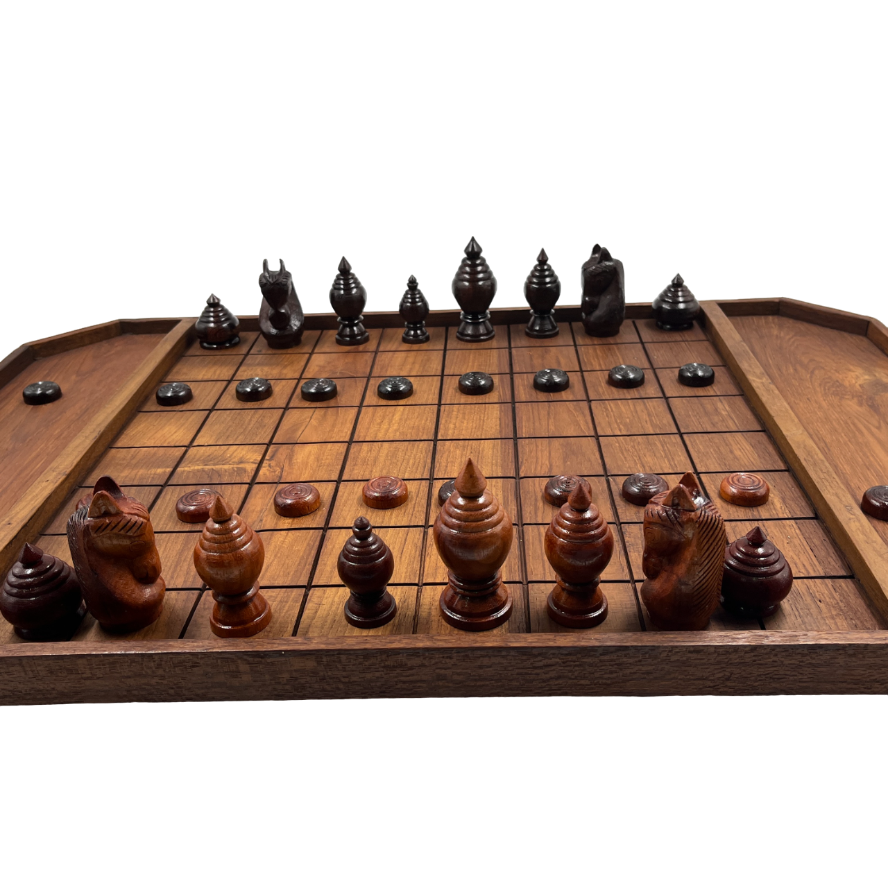 ชุดหมากรุกไทยกระดานไม้ช่อง 5.5x5.5ซม..พร้อมตัวหมากชุดพยุหคีรีไม้เนื้อแข็ง