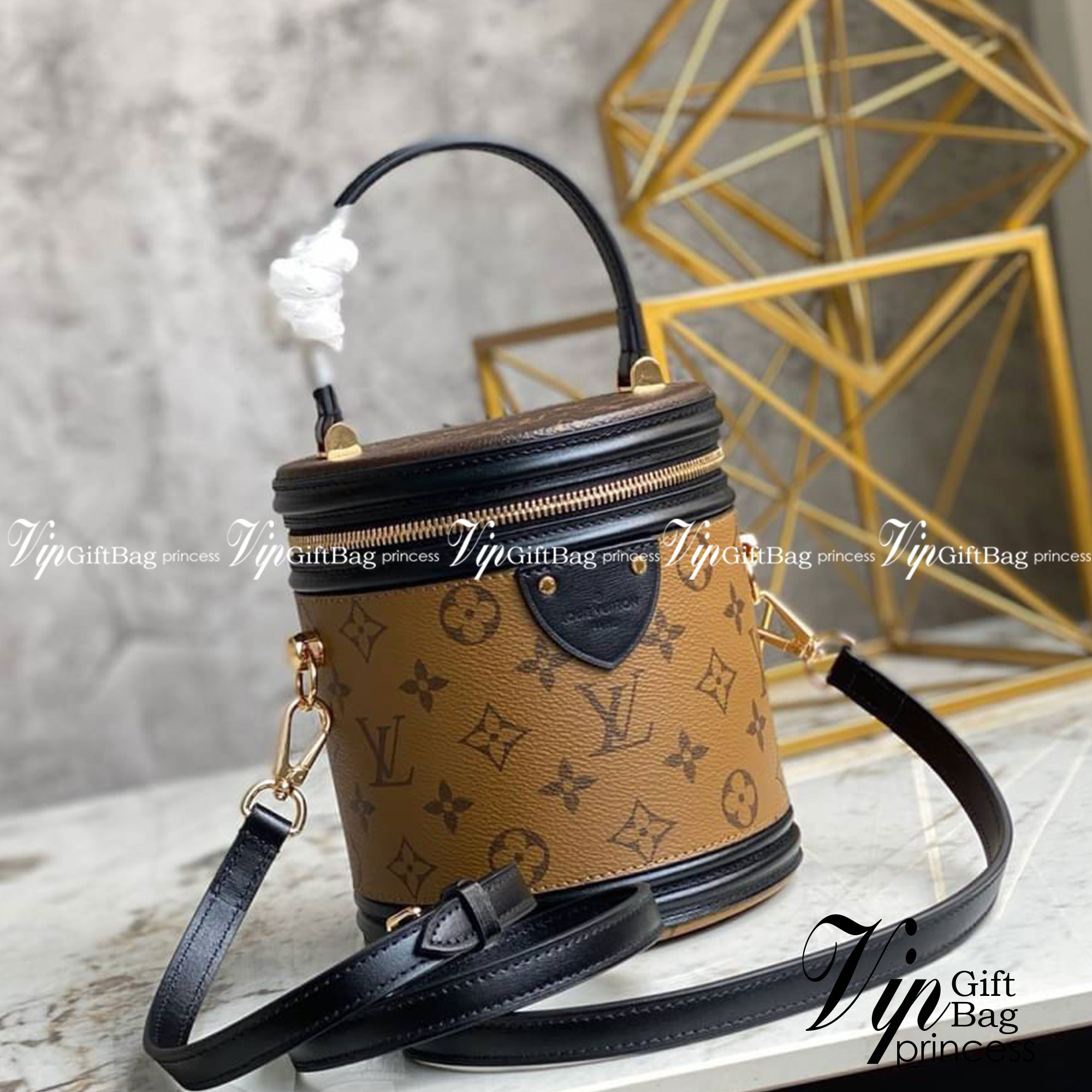LV Cannes Monogram Reverse Canvas / LV Bucket Bag เกรดใช้งานสลับใบจริงได้ เทพออริจินอล เนื้องานสวยงาม หนังแท้ ภาพสินค้าถ่ายจากงานขายจริงใช้งานต่างประเทศได้