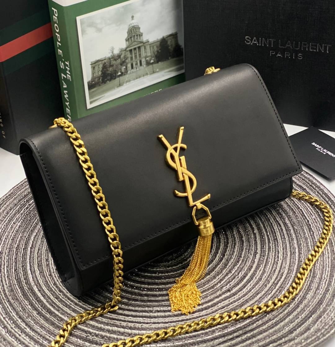 VIP 】หนังแท้ YSL Saint Laurent Monogram Kate Leather Shoulder Bag พร้อมส่งที่ไทย!! รุ่นหนังเรียบ อะไหล่ทอง