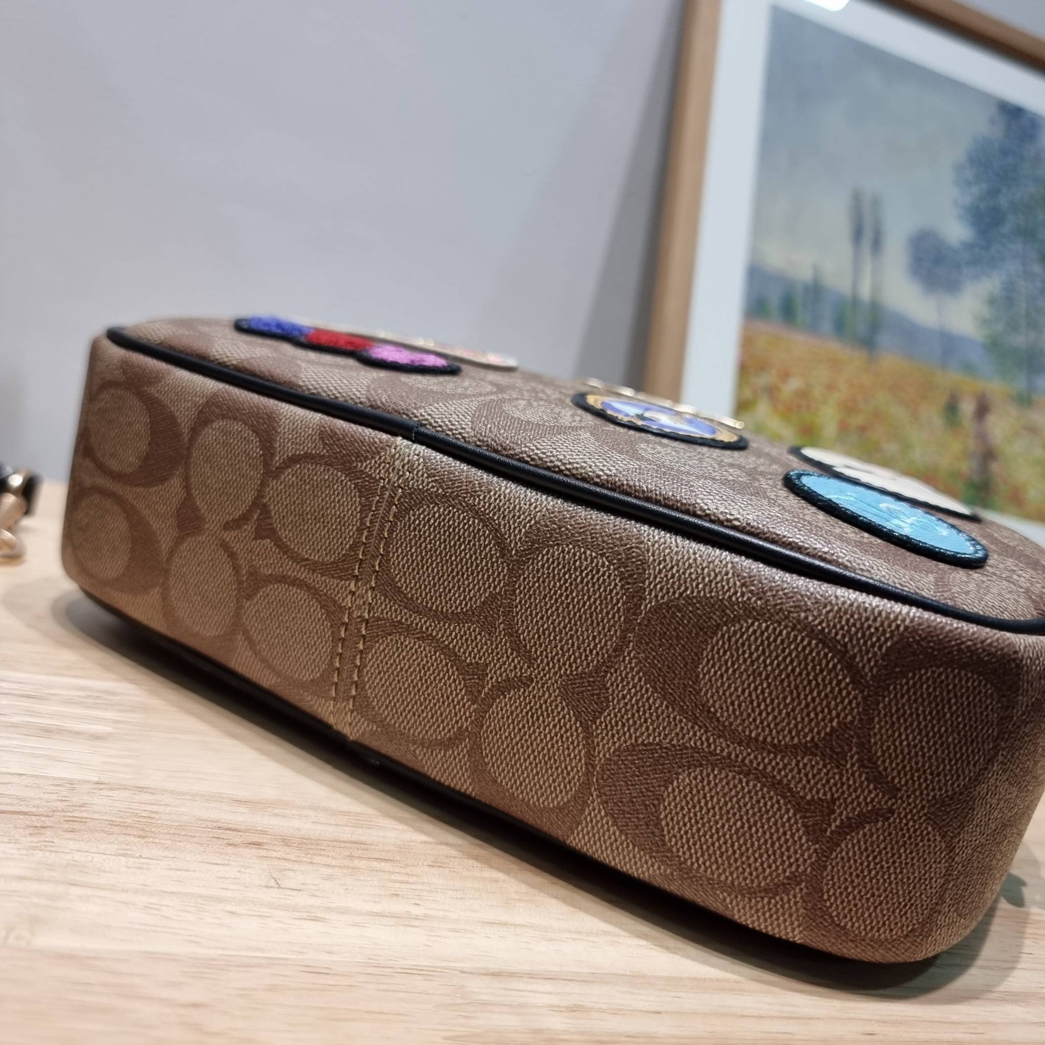 Coach Disney X Coach Jamie Camera Bag In Signature Canvas With Patches CC151 คอลใหม่ เอาใจสายยัยตัวร้าย ดีไซน์รวมเหล่าตัวแสบจากดิสนีย์ กับกระเป๋าสะพายข้าง สวยอยู่ทรง โดดเด่นด้วยลวดลายบนผืนหนัง วัสดุหนังแคนวาสตัดสลับหนังแท้ เปิด-ปิดด้วยซิป ใช้งานง่าย ดูผู้