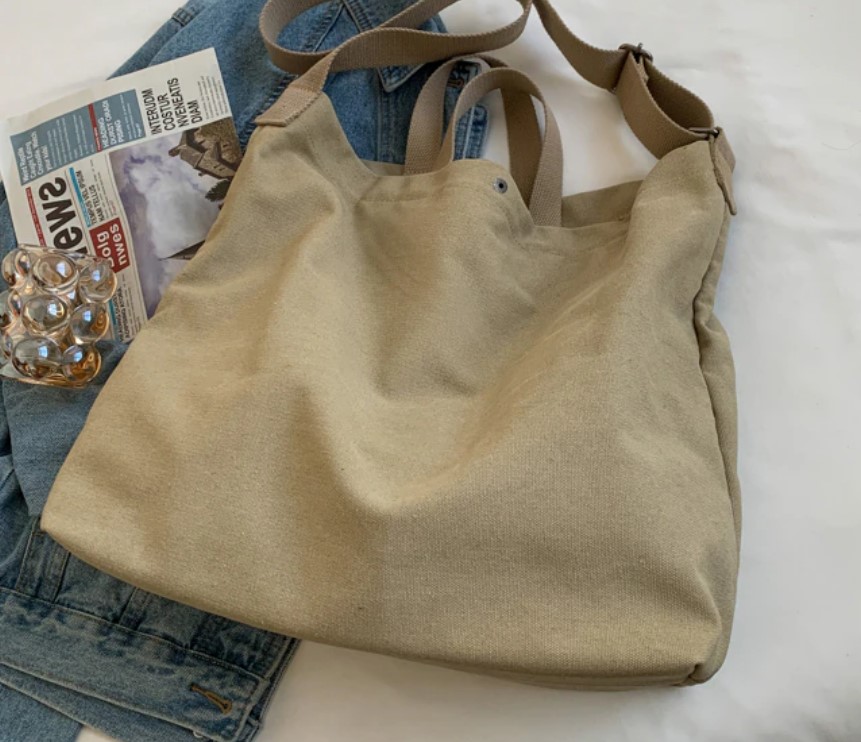 กระเป๋าสะพายผ้าแคนวาส ทรงสี่เหลี่ยม ใบใหญ่ ใส่ของได้เยอะ กระเป๋าผ้าแคนวาส ผู้หญิง สวย ๆ 178669